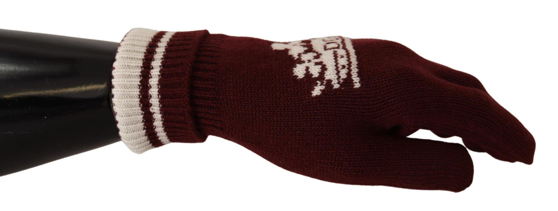 Dolce & Gabbana Red White D&G Logo Crown Cashmere Gloves | Regal Royce