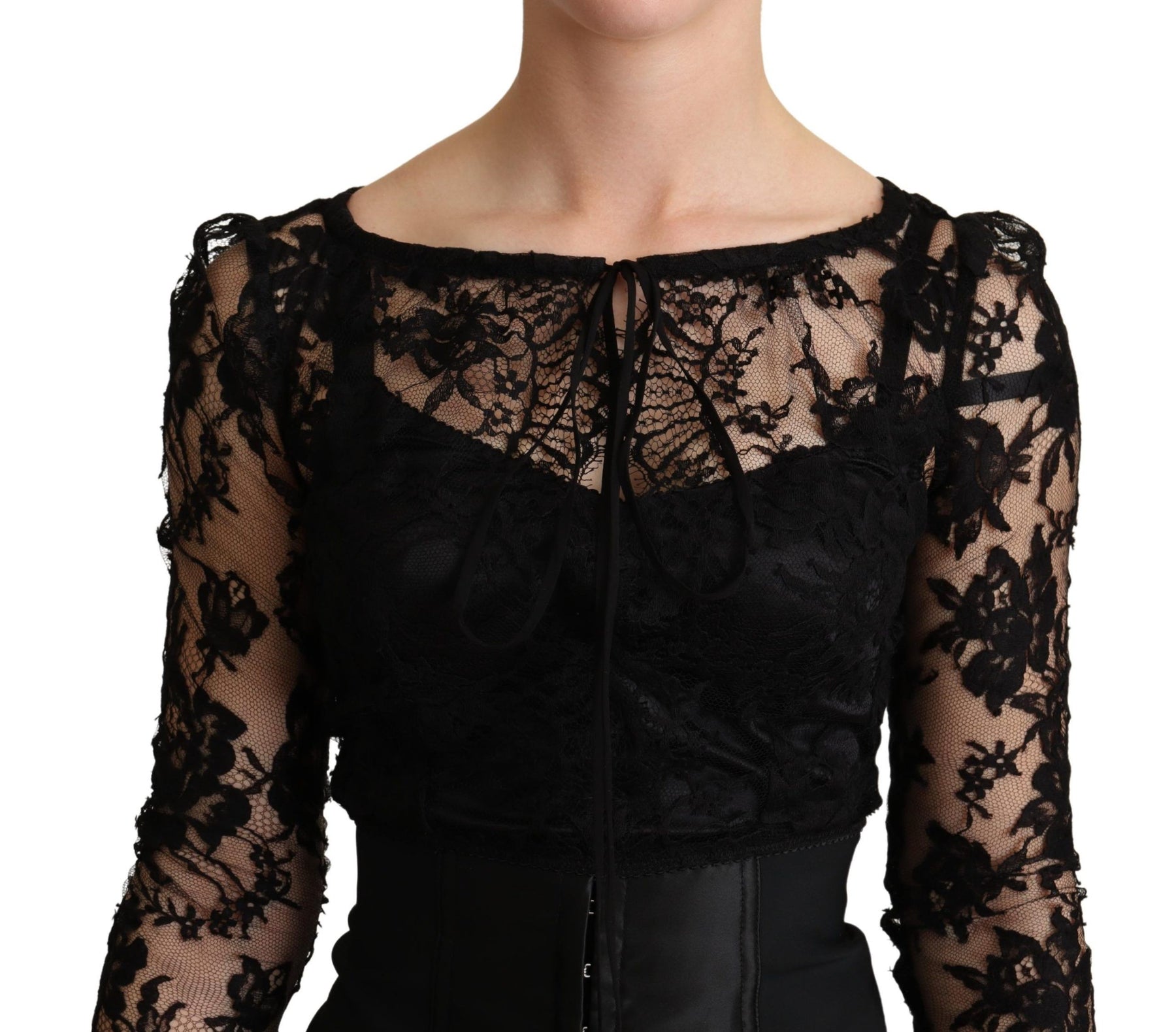 Dolce & Gabbana Black Fitted Lace Top Bodycon Mini Dress | Regal Royce