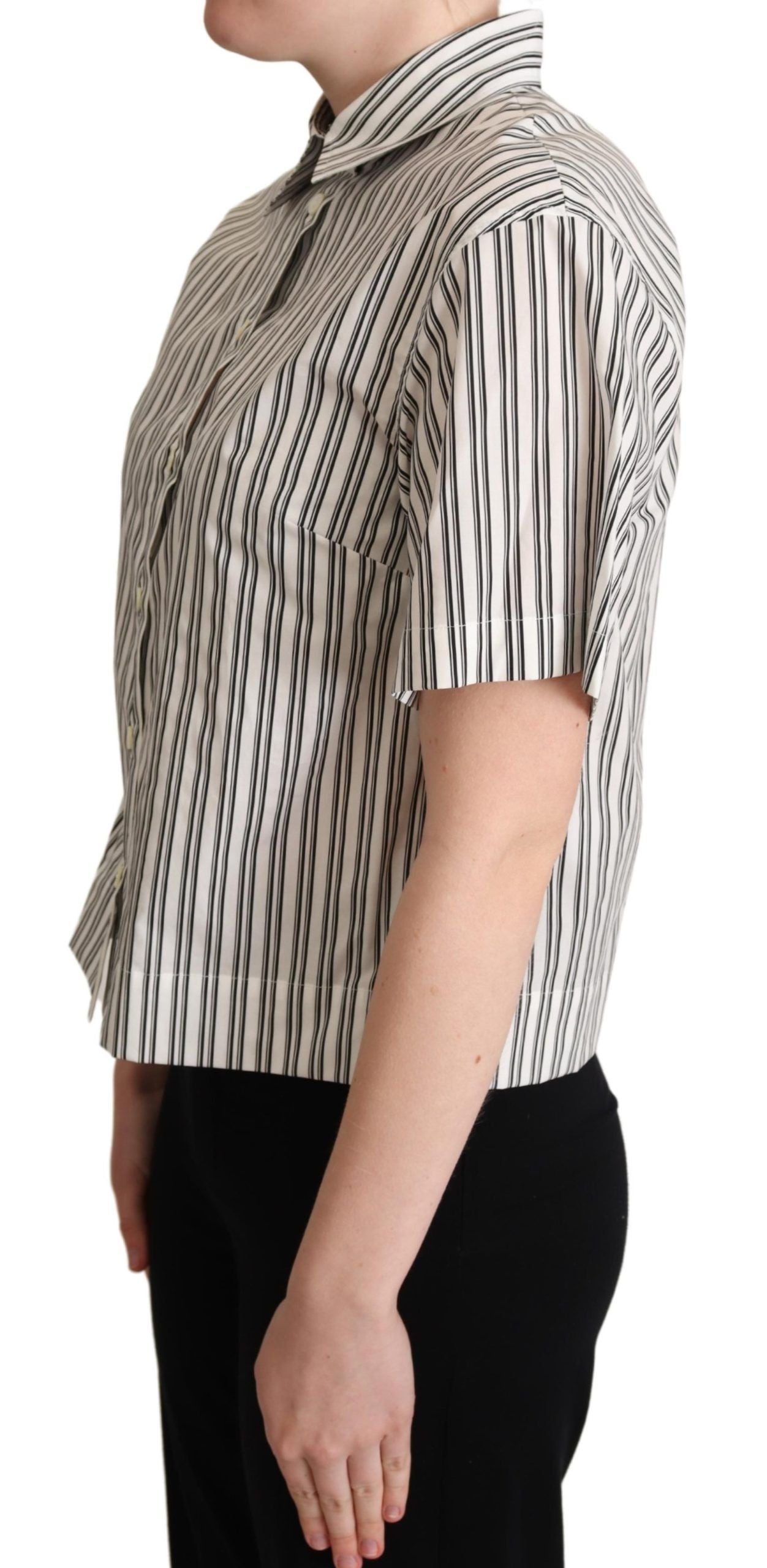 Dolce & Gabbana White Black Striped Shirt Blouse Top | Regal Royce