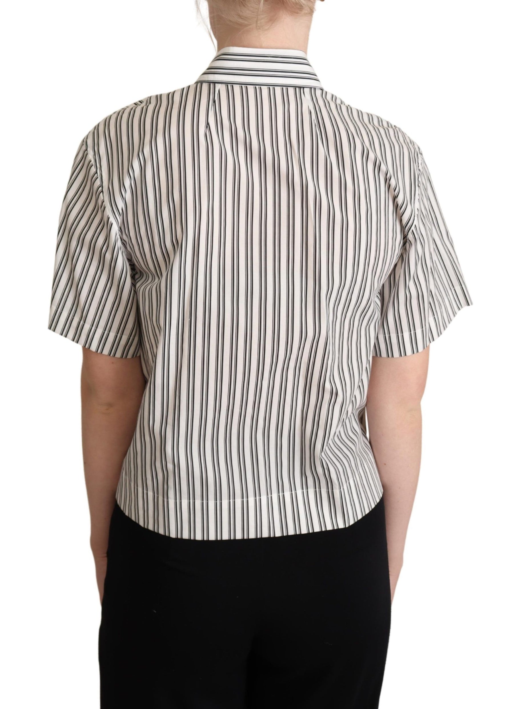 Dolce & Gabbana White Black Striped Shirt Blouse Top | Regal Royce