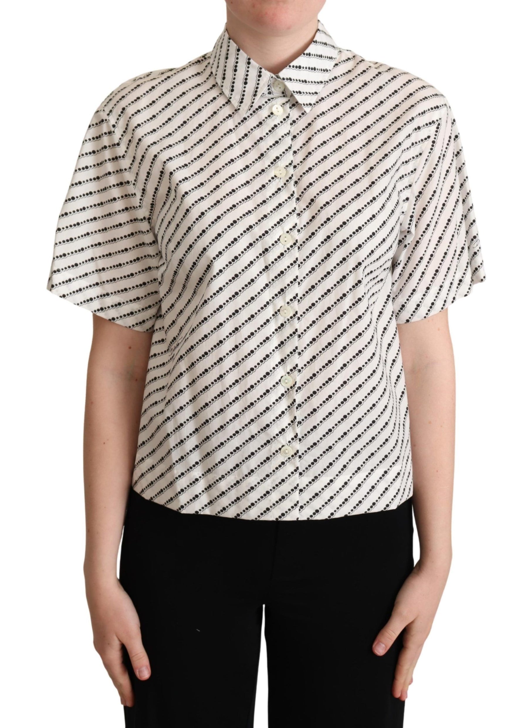 Dolce & Gabbana White Dotted Collared Blouse Shirt | Regal Royce