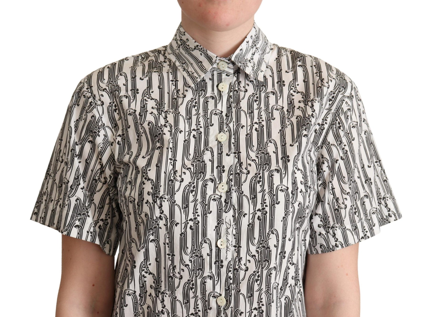 Dolce & Gabbana White Floral Collared Blouse Shirt | Regal Royce