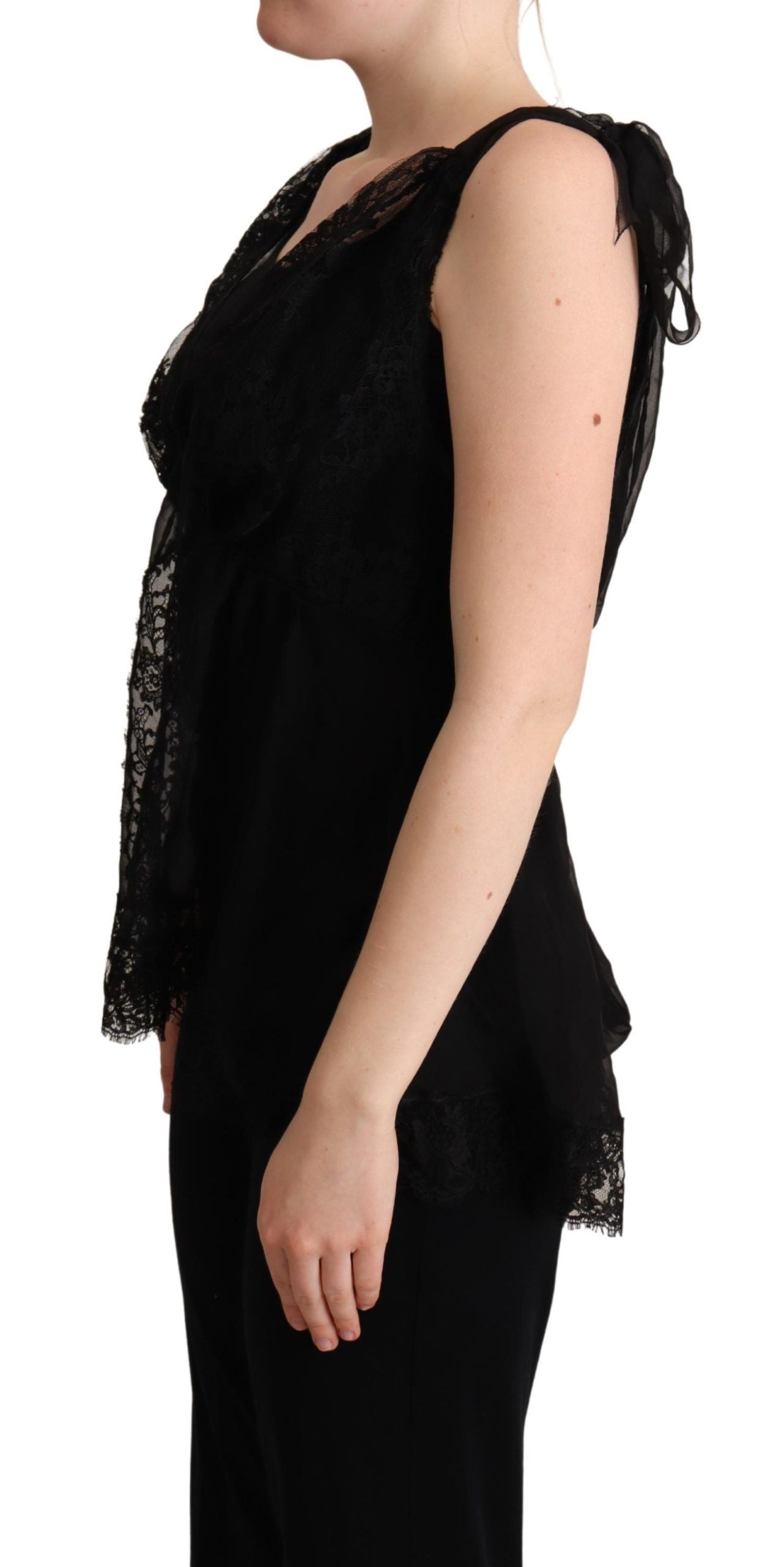 Dolce & Gabbana Black Silk Lace Trim Camisole Tank Top | Regal Royce