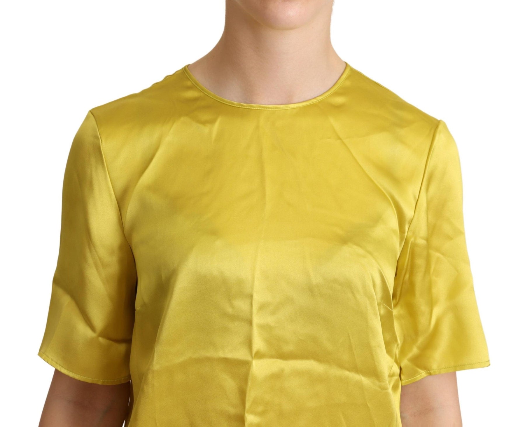 Dolce & Gabbana Yellow Silk Short Sleeve Blouse T-shirt | Regal Royce