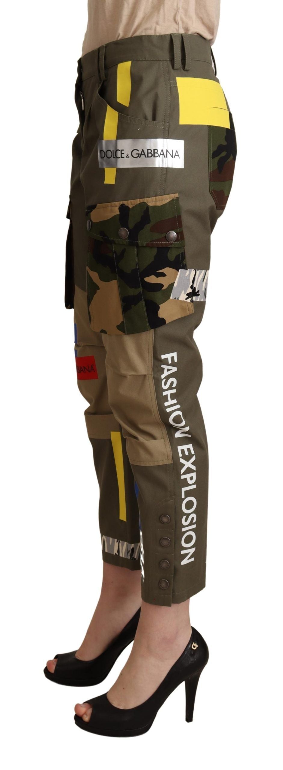 Dolce & Gabbana Green Military Cargo Trouser Cotton Pants | Regal Royce