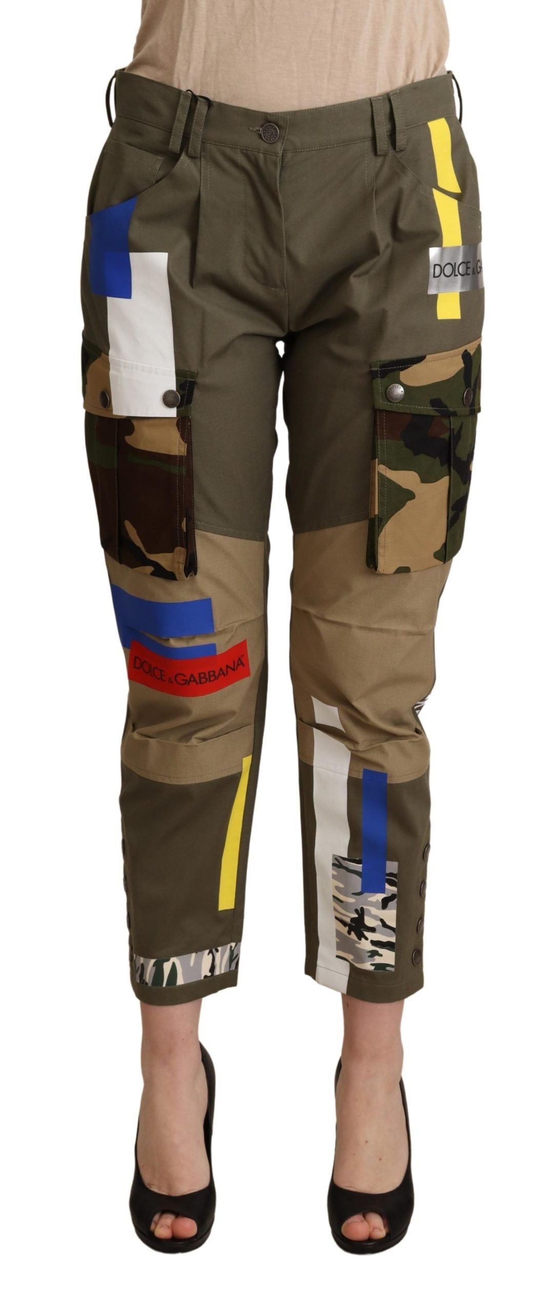 Dolce & Gabbana Green Military Cargo Trouser Cotton Pants | Regal Royce