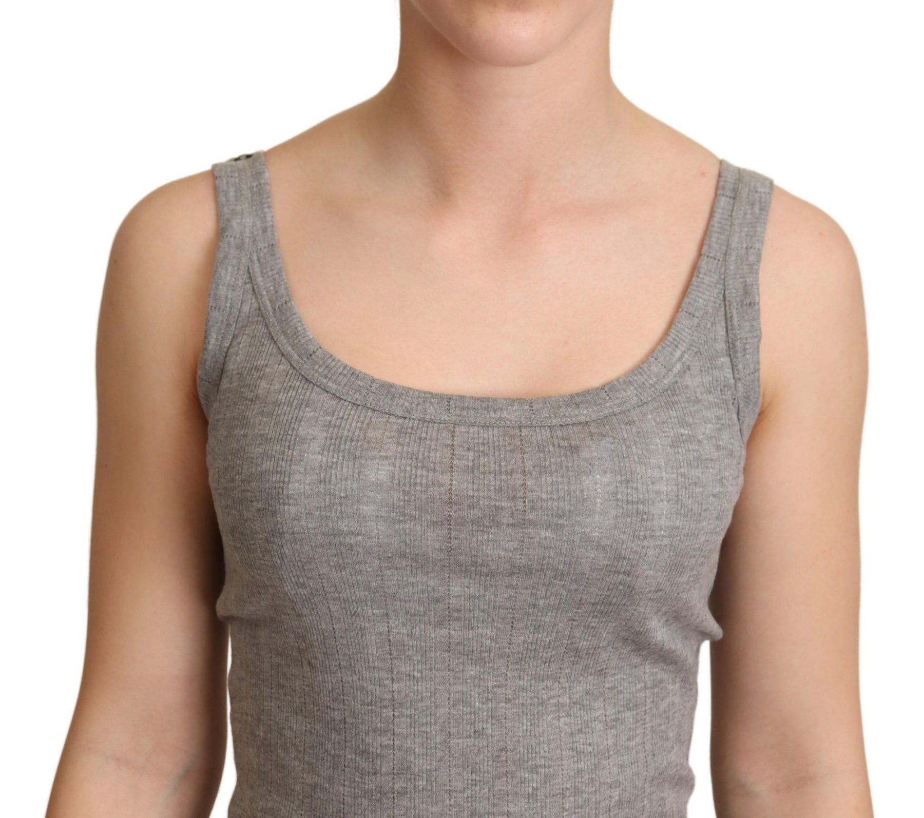 Dolce & Gabbana Gray Cotton Modal Canotta Tank Top T-shirt | Regal Royce