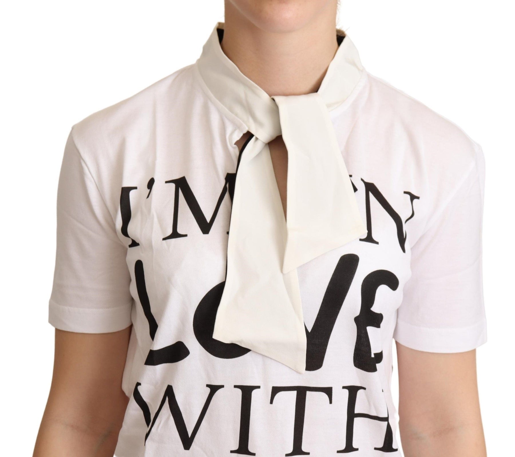 Dolce & Gabbana White Cotton Silk I'm In Love Top T-shirt | Regal Royce