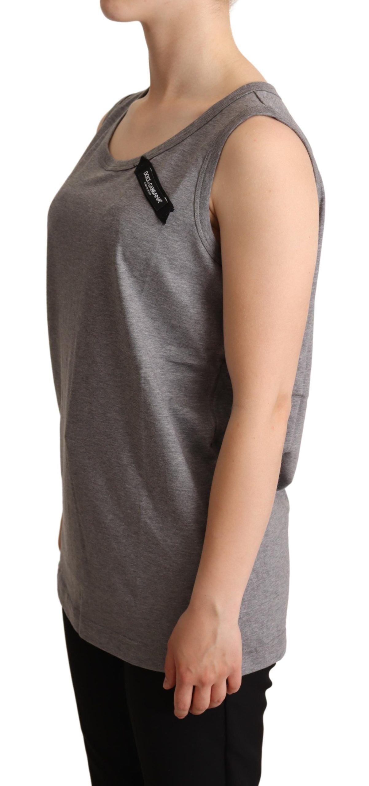 Dolce & Gabbana Gray Sleeveless Round Neck Tank Top T-shirt | Regal Royce