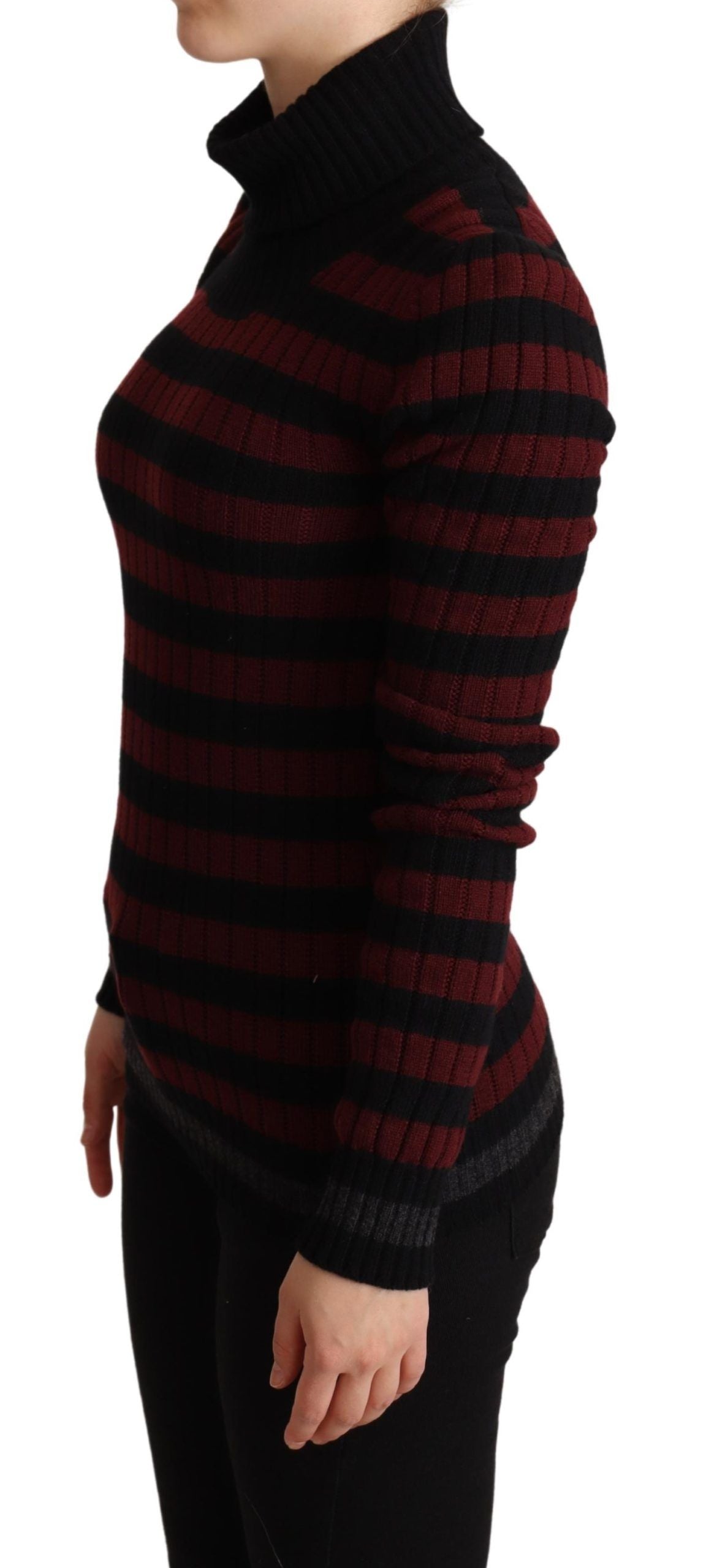 Dolce & Gabbana Black Red Striped Wool Pullover Sweater | Regal Royce