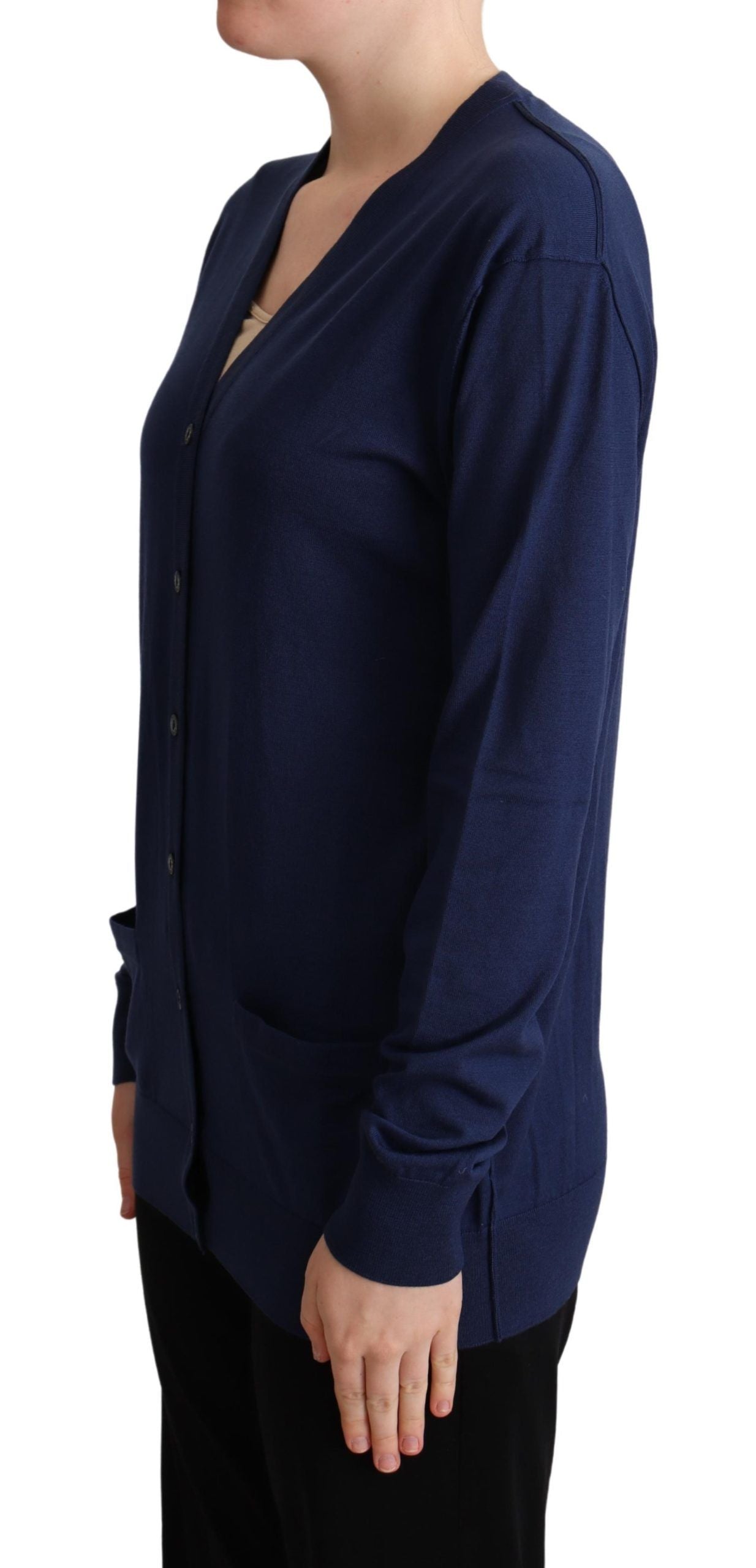 Dolce & Gabbana Blue Virgin Wool Button Down Cardigan Sweater | Regal Royce