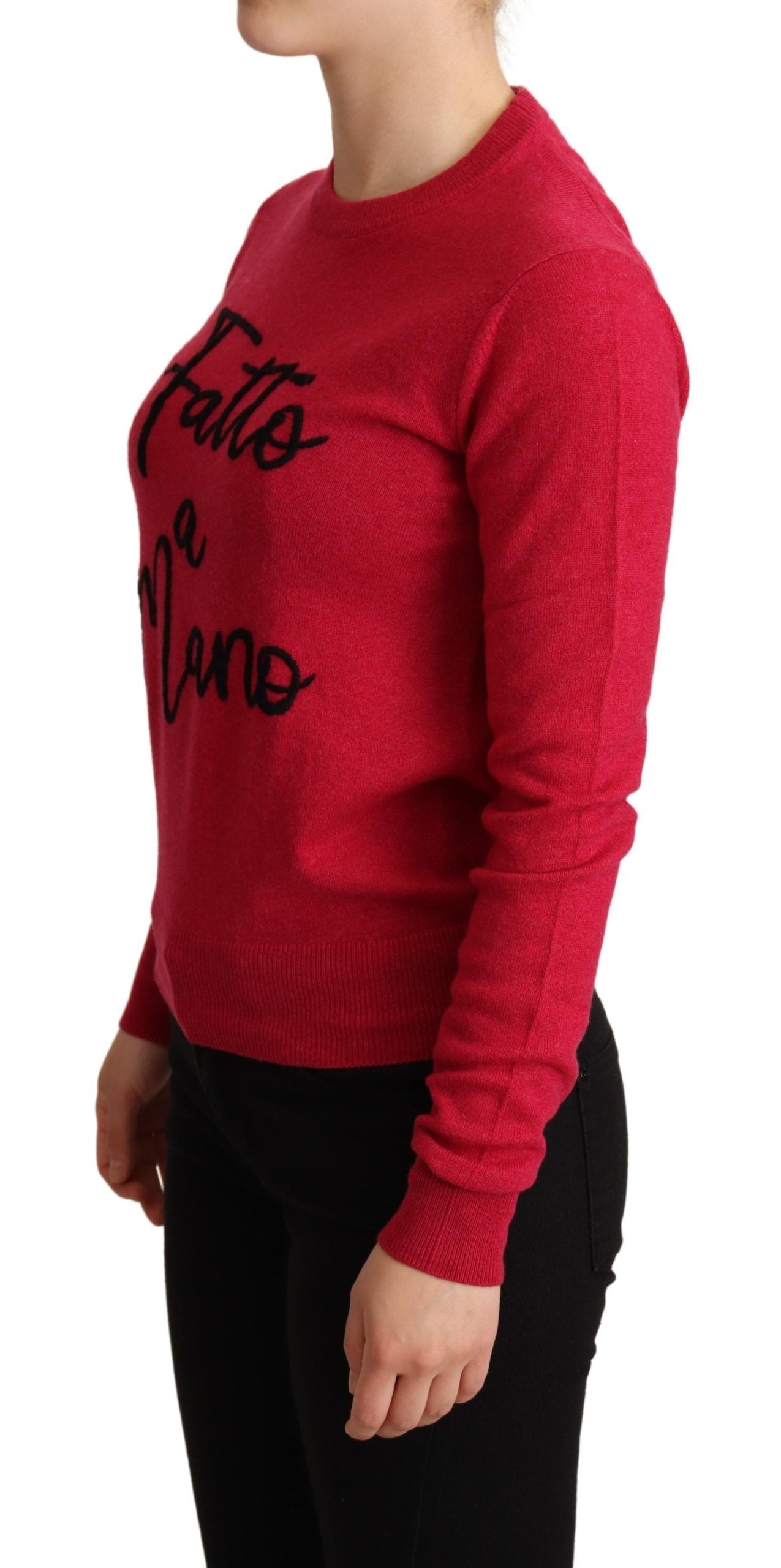 Dolce & Gabbana Pink Embroidered Cashmere Wool Pullover Sweater | Regal Royce