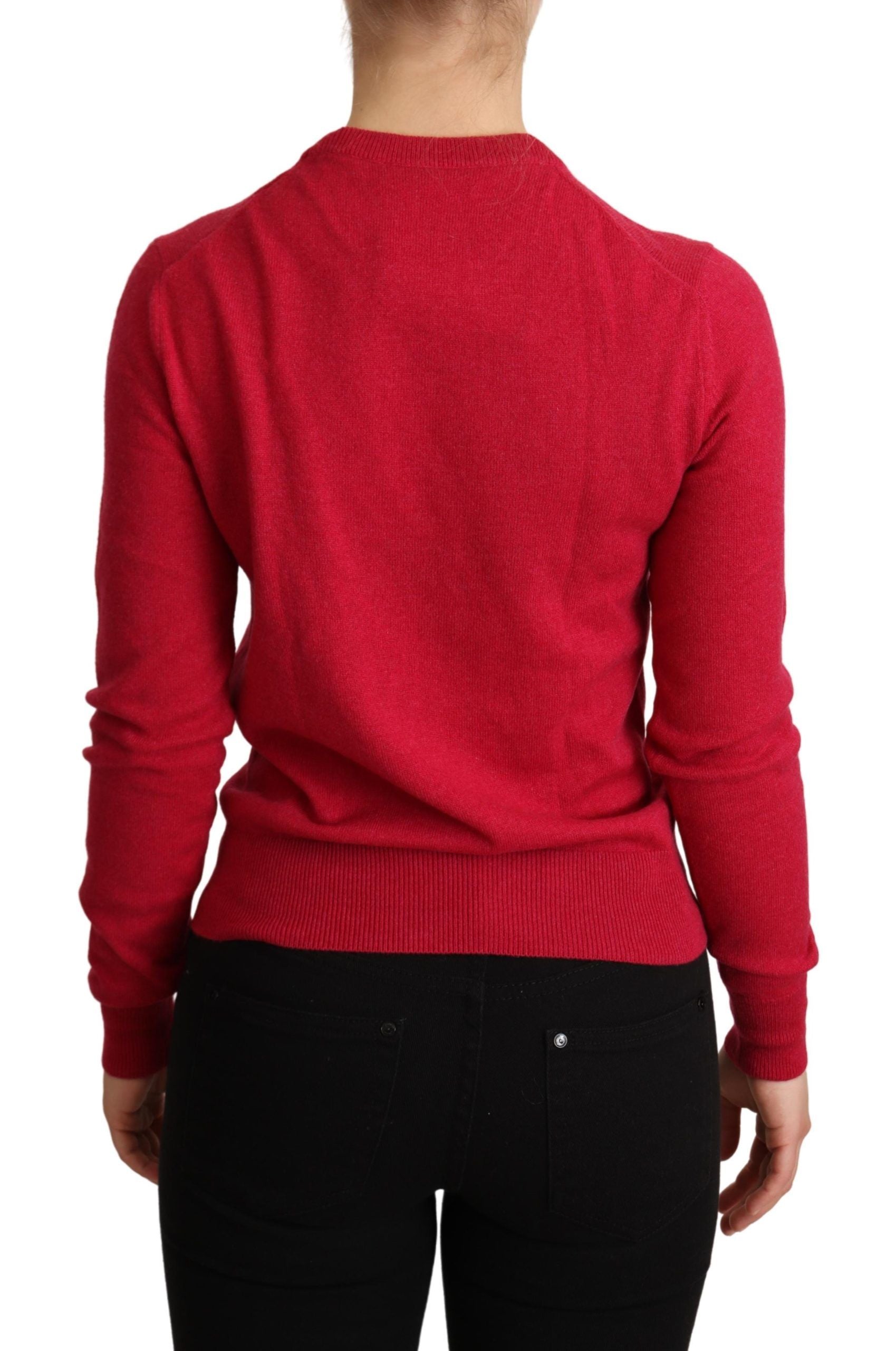 Dolce & Gabbana Pink Embroidered Cashmere Wool Pullover Sweater | Regal Royce