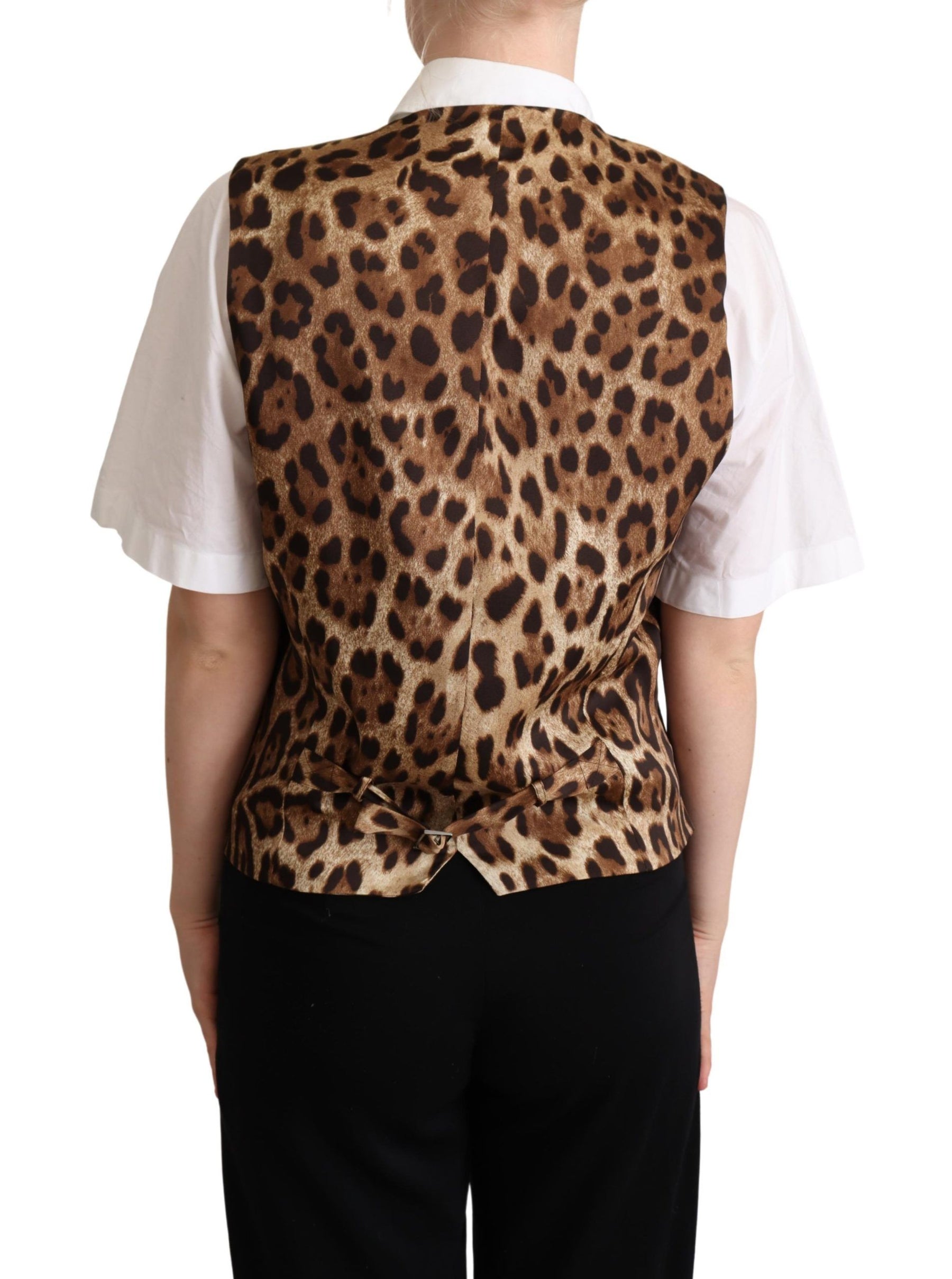 Dolce & Gabbana Gray Wool Leopard Print Waistcoat Vest | Regal Royce