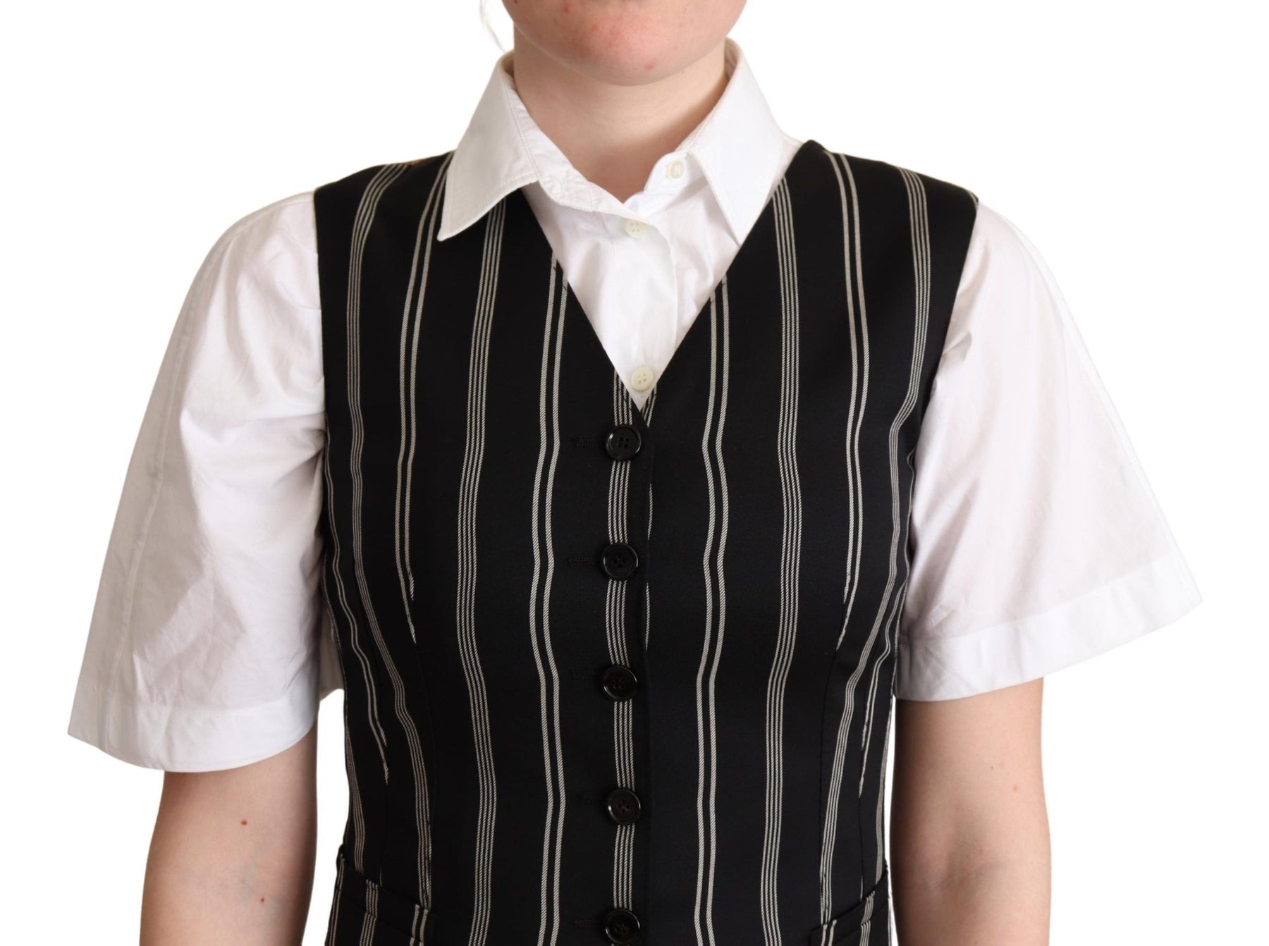 Dolce & Gabbana Black Striped Leopard Print Waistcoat Vest | Regal Royce