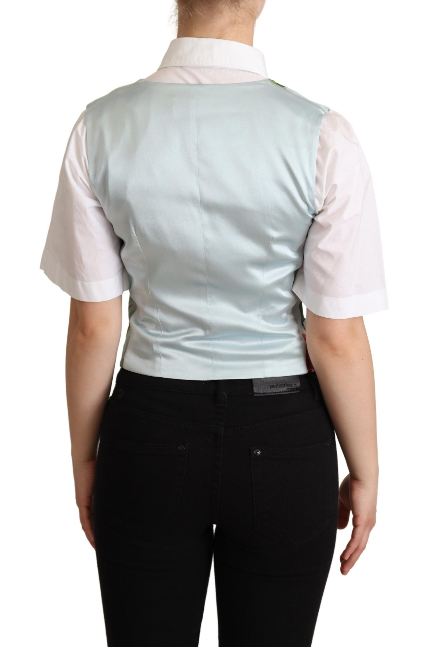 Dolce & Gabbana Mint Green Floral Silk Waistcoat Vest | Regal Royce