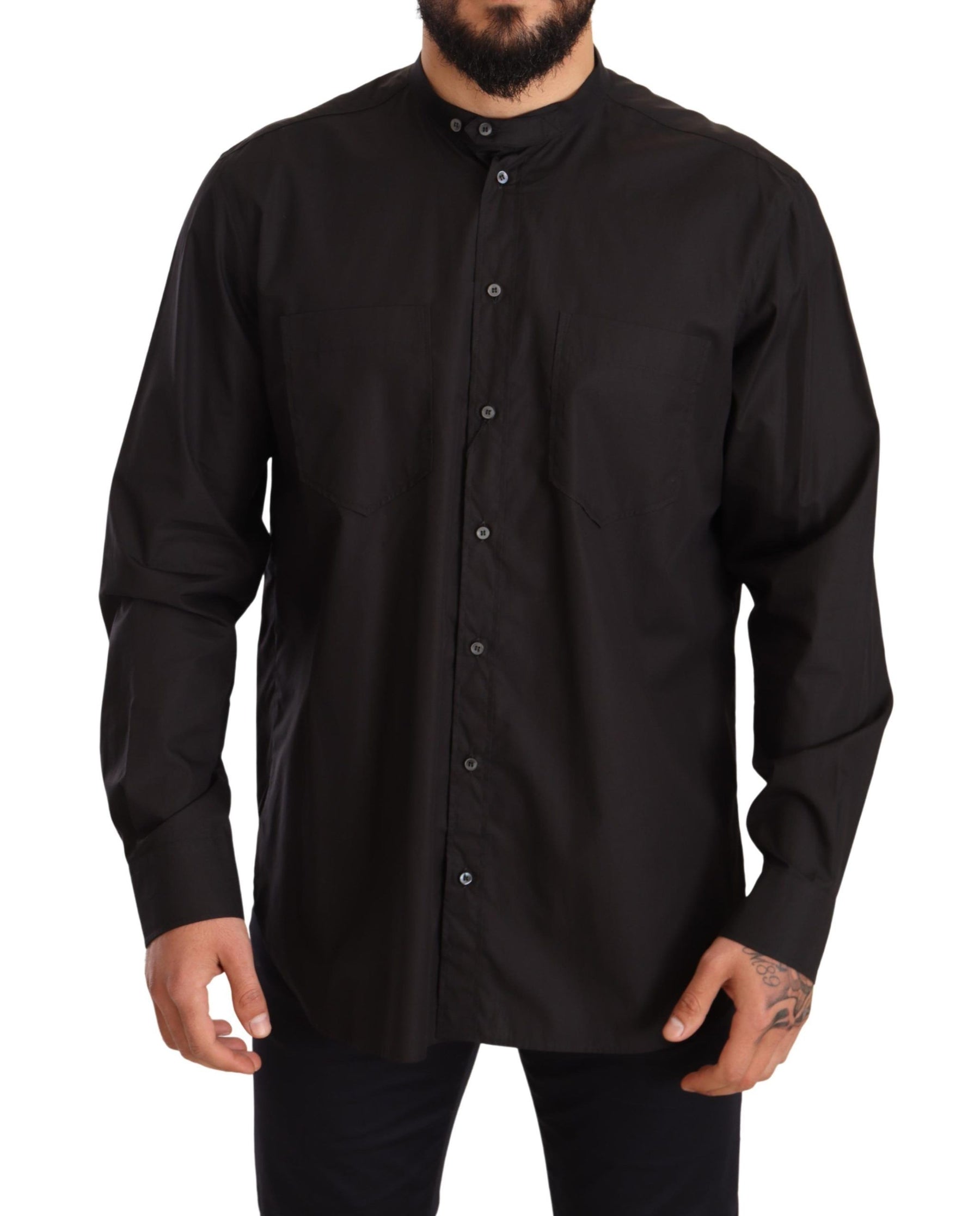 Dolce & Gabbana Black 100% Cotton Formal Dress Top Shirt | Regal Royce
