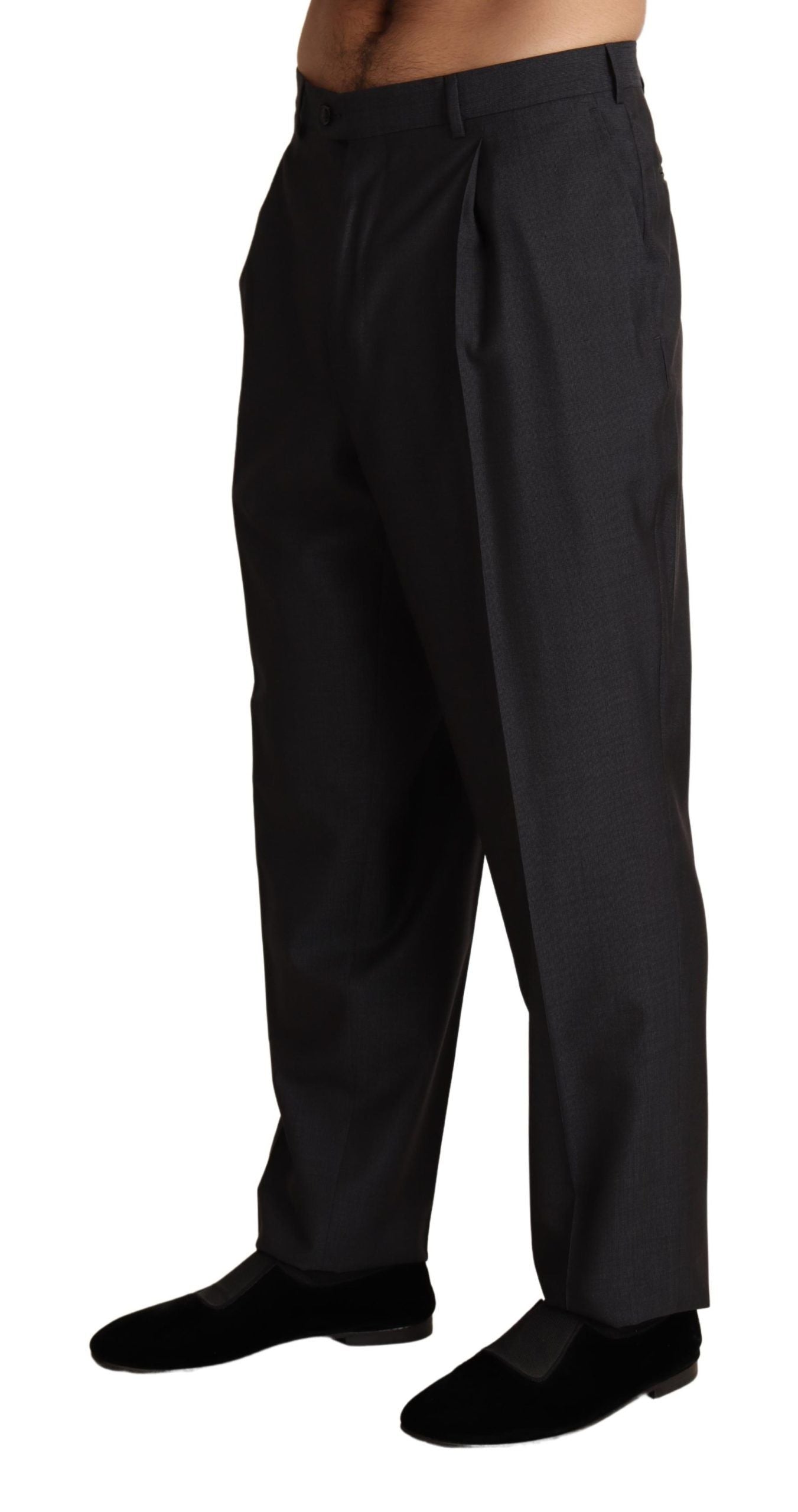 Dolce & Gabbana Gray Wool Blend Formal Trousers Pants | Regal Royce