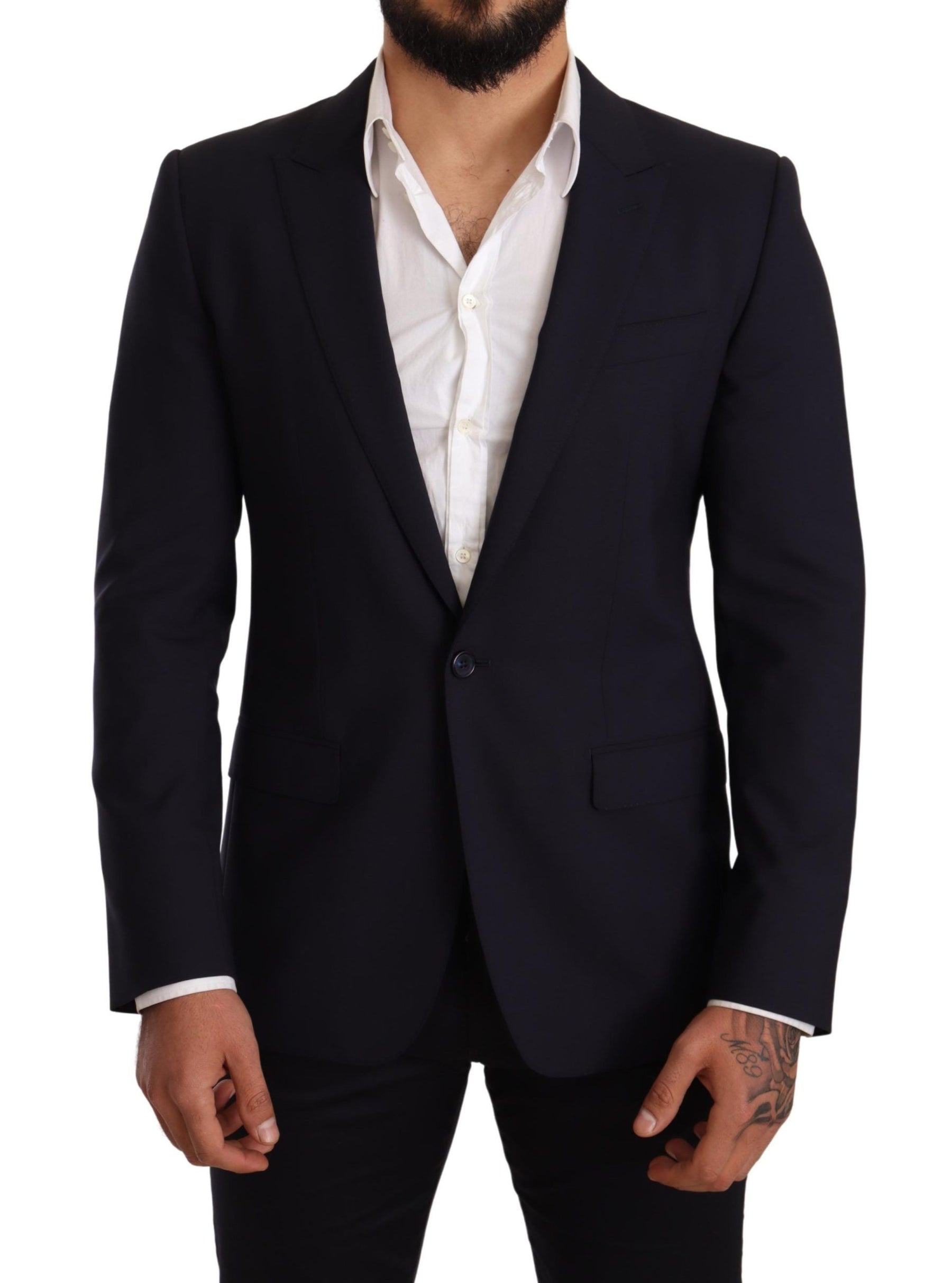 Dolce & Gabbana Navy Blue Wool Slim Fit MARTINI Blazer | Regal Royce