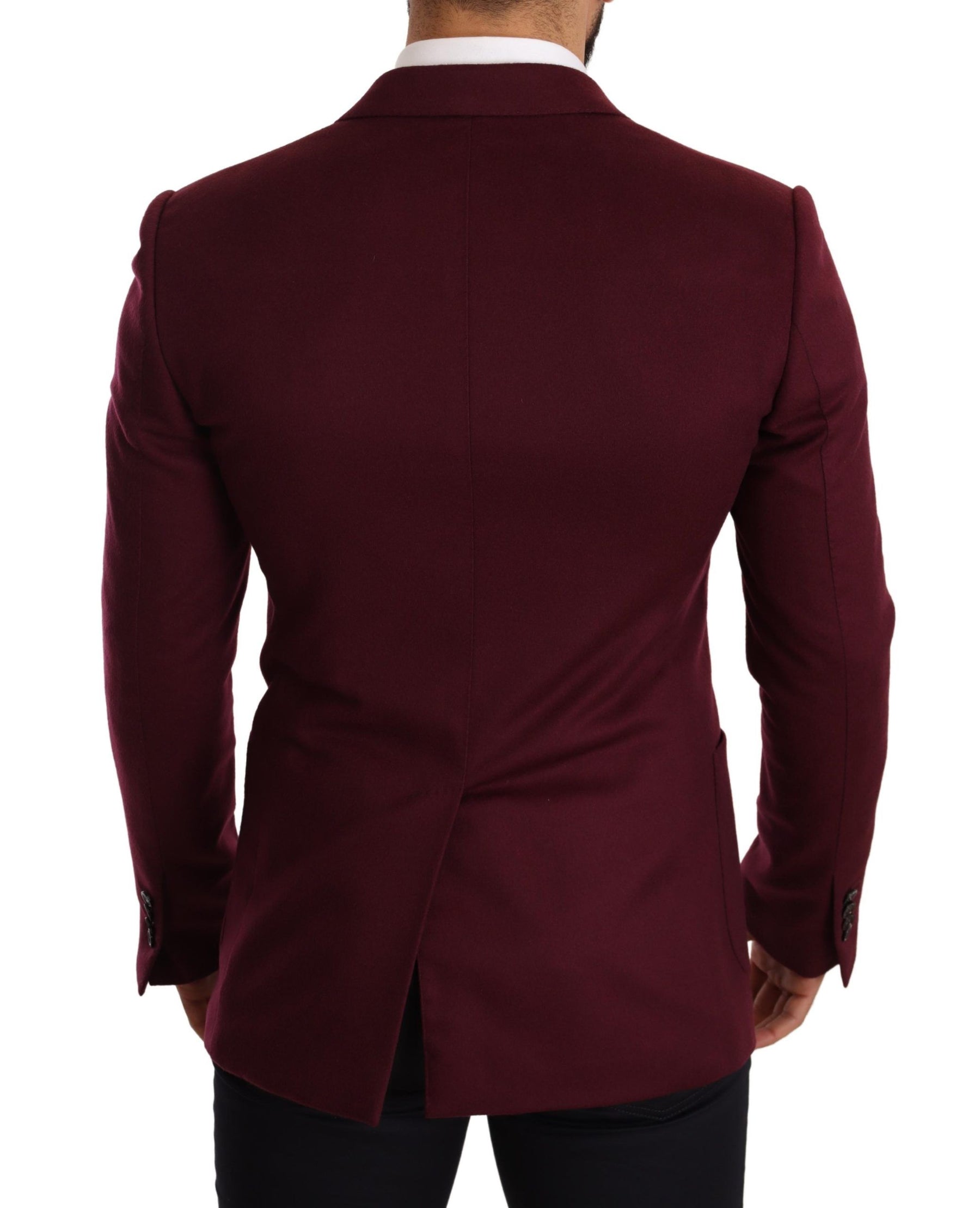 Dolce & Gabbana Maroon Cashmere Slim Fit Coat Jacket Blazer | Regal Royce