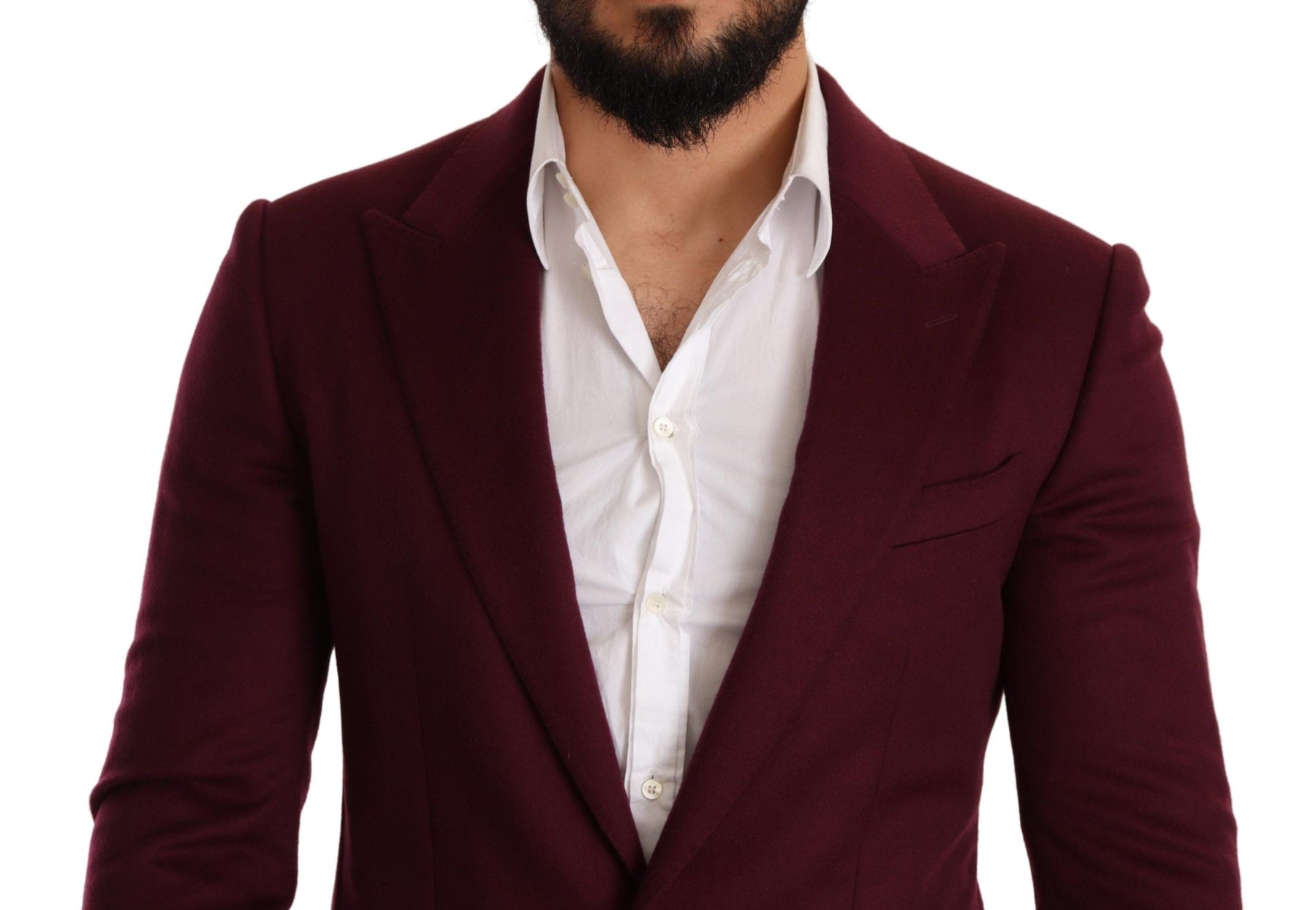 Dolce & Gabbana Maroon Cashmere Slim Fit Coat Jacket Blazer | Regal Royce