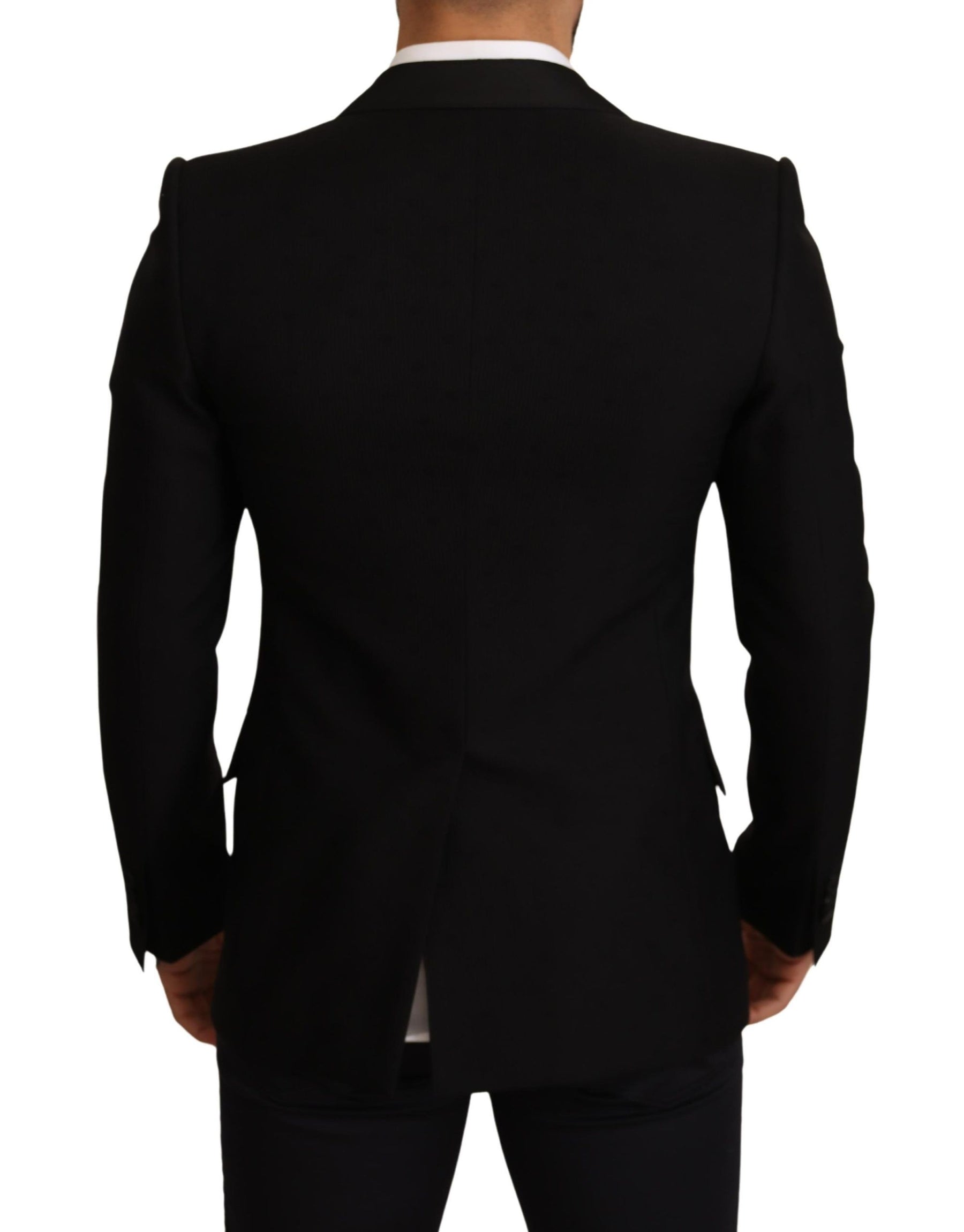Dolce & Gabbana Black Wool Slim Fit Coat Blazer Jacket | Regal Royce