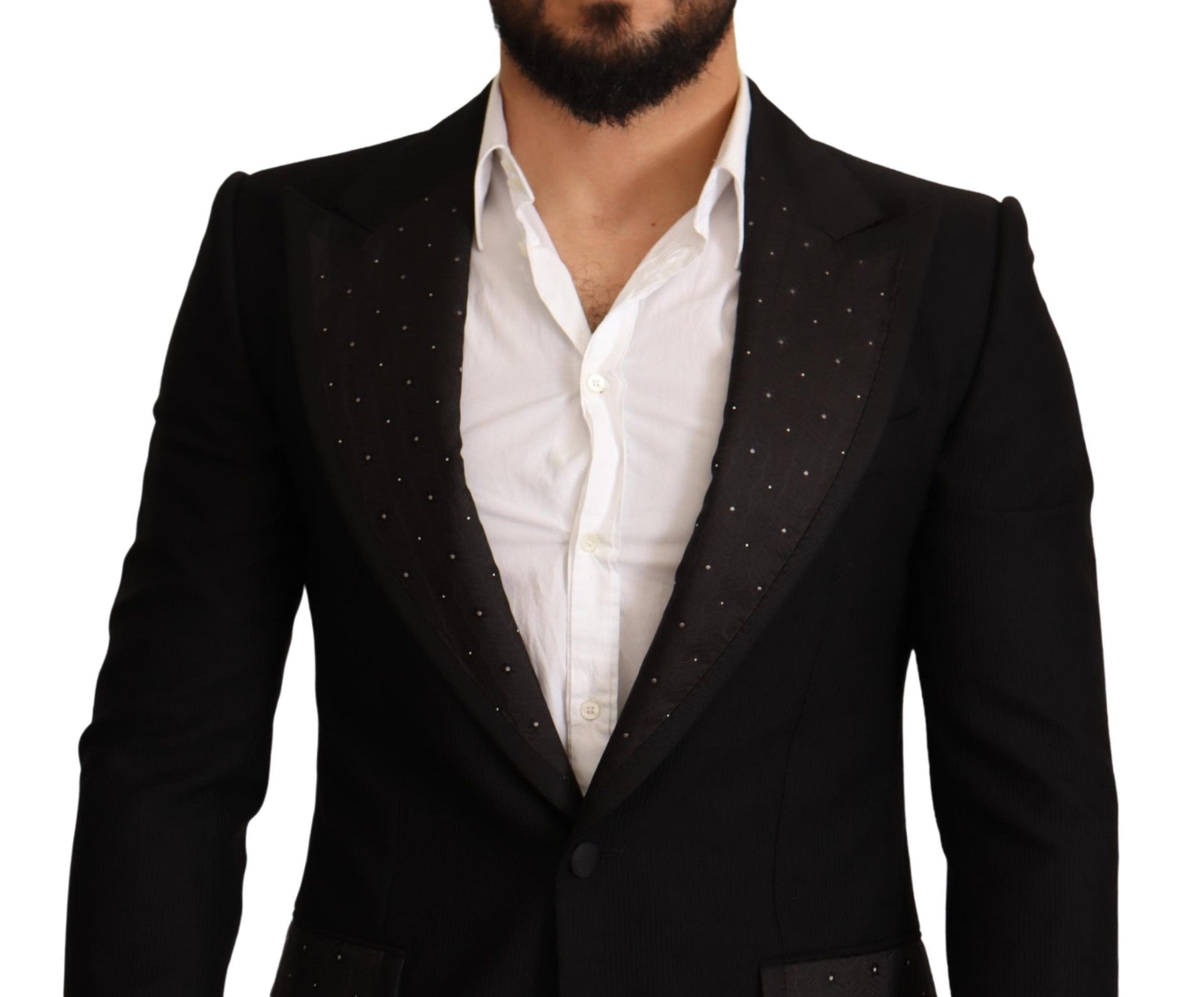 Dolce & Gabbana Black Wool Slim Fit Coat Blazer Jacket | Regal Royce