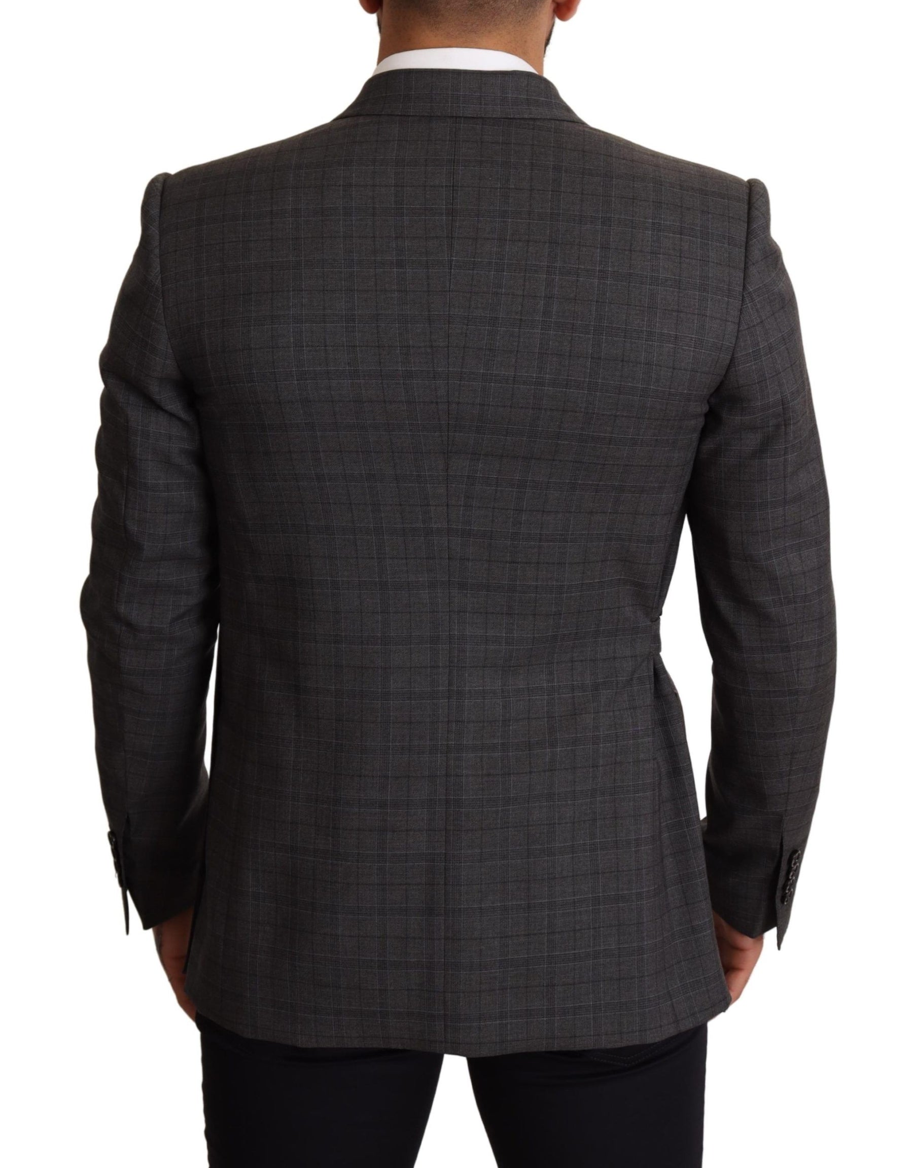 Dolce & Gabbana Gray Check Wool Slim Fit Blazer Jacket | Regal Royce