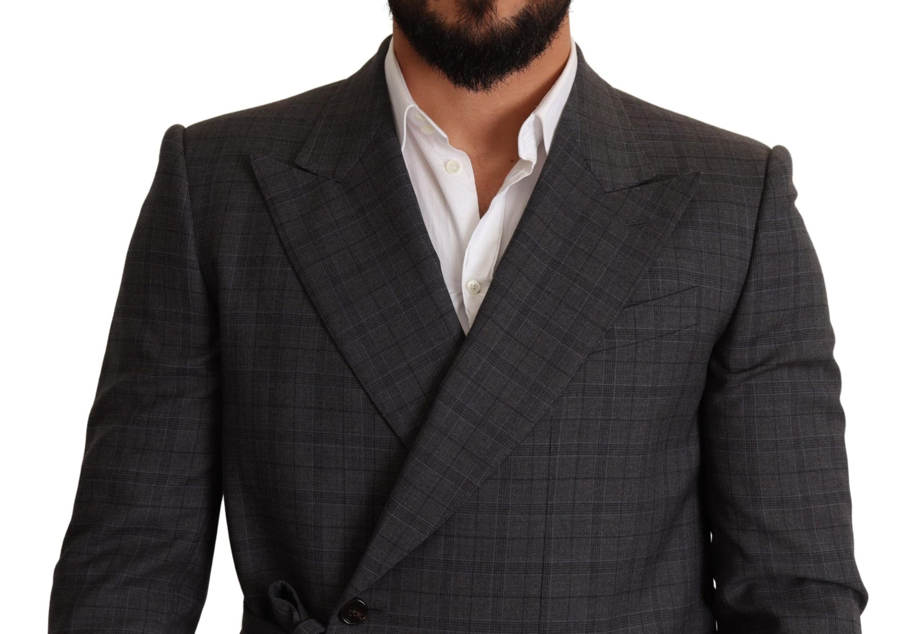 Dolce & Gabbana Gray Check Wool Slim Fit Blazer Jacket | Regal Royce