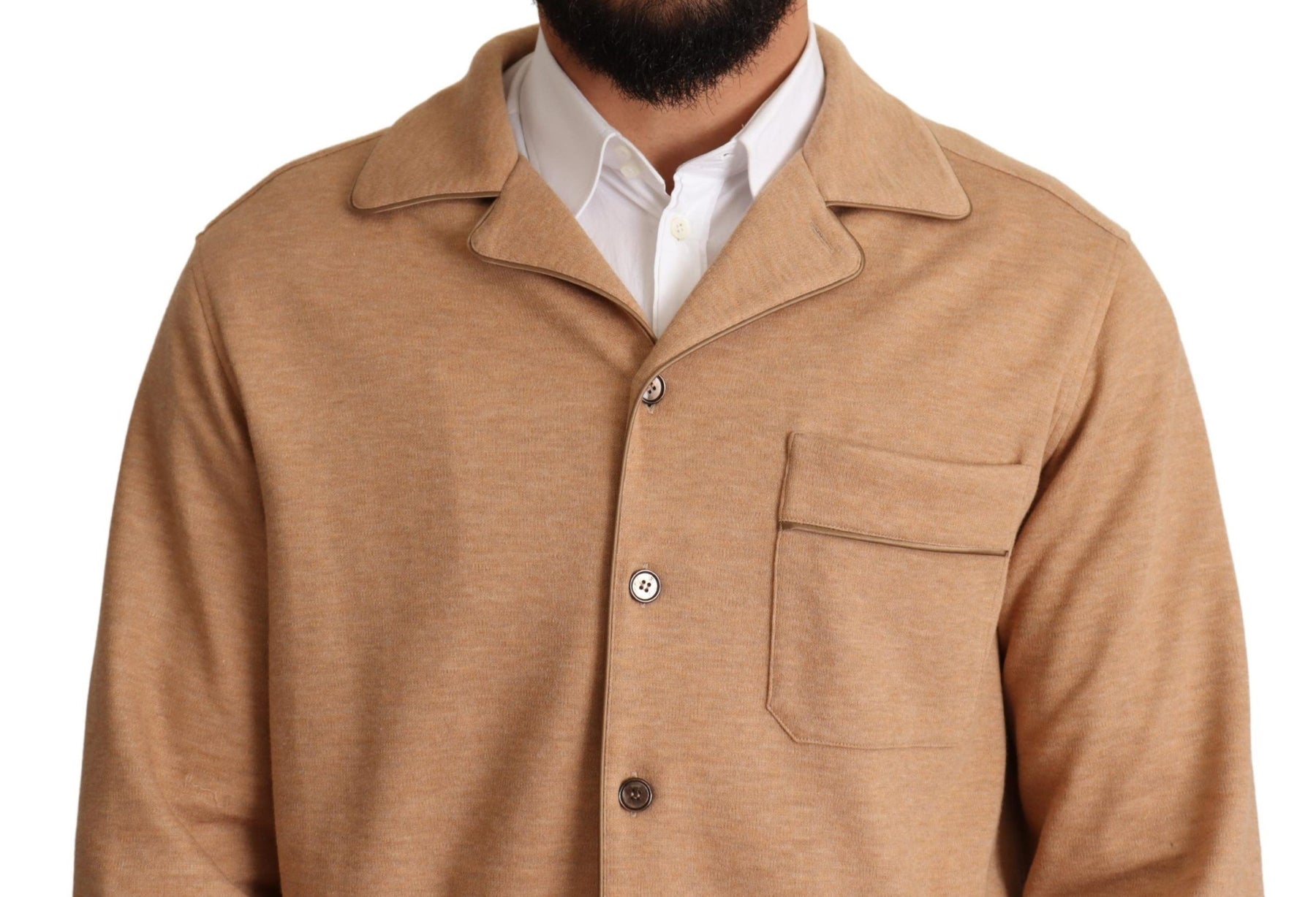 Dolce & Gabbana Brown Cotton Button Collared Coat Jacket | Regal Royce