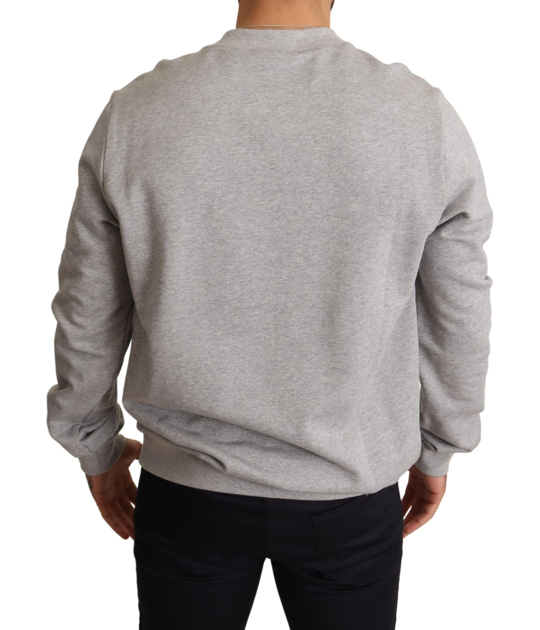 Dolce & Gabbana Gray Crown King Print Cotton Sweater | Regal Royce