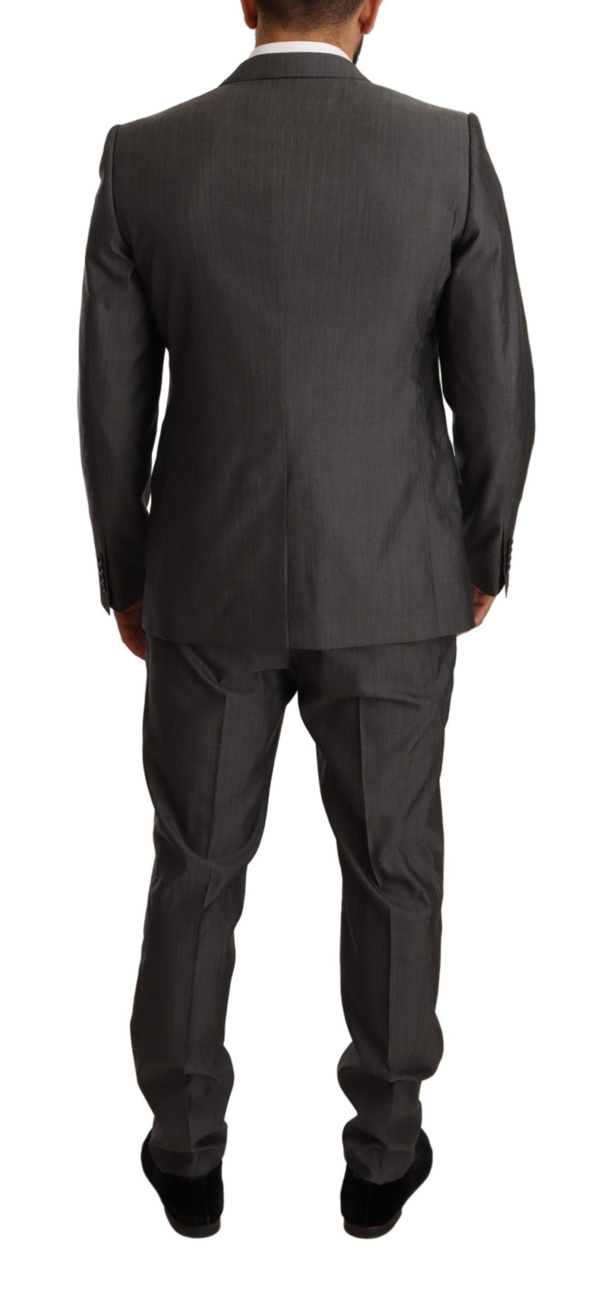 Dolce & Gabbana Gray Metallic MARTINI Slim Fit Set Suit | Regal Royce