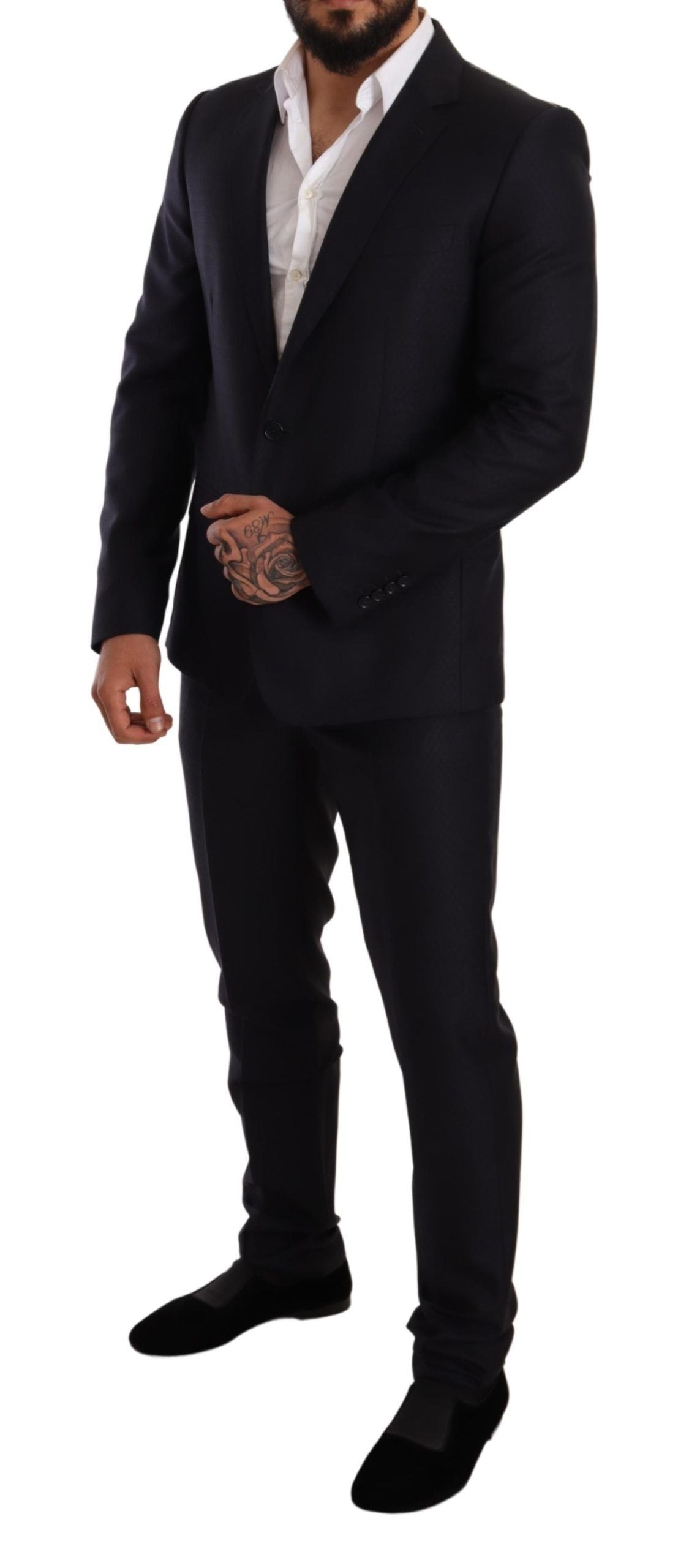 Dolce & Gabbana Blue Pattern MARTINI SLIM FIT 2 Piece Suit | Regal Royce