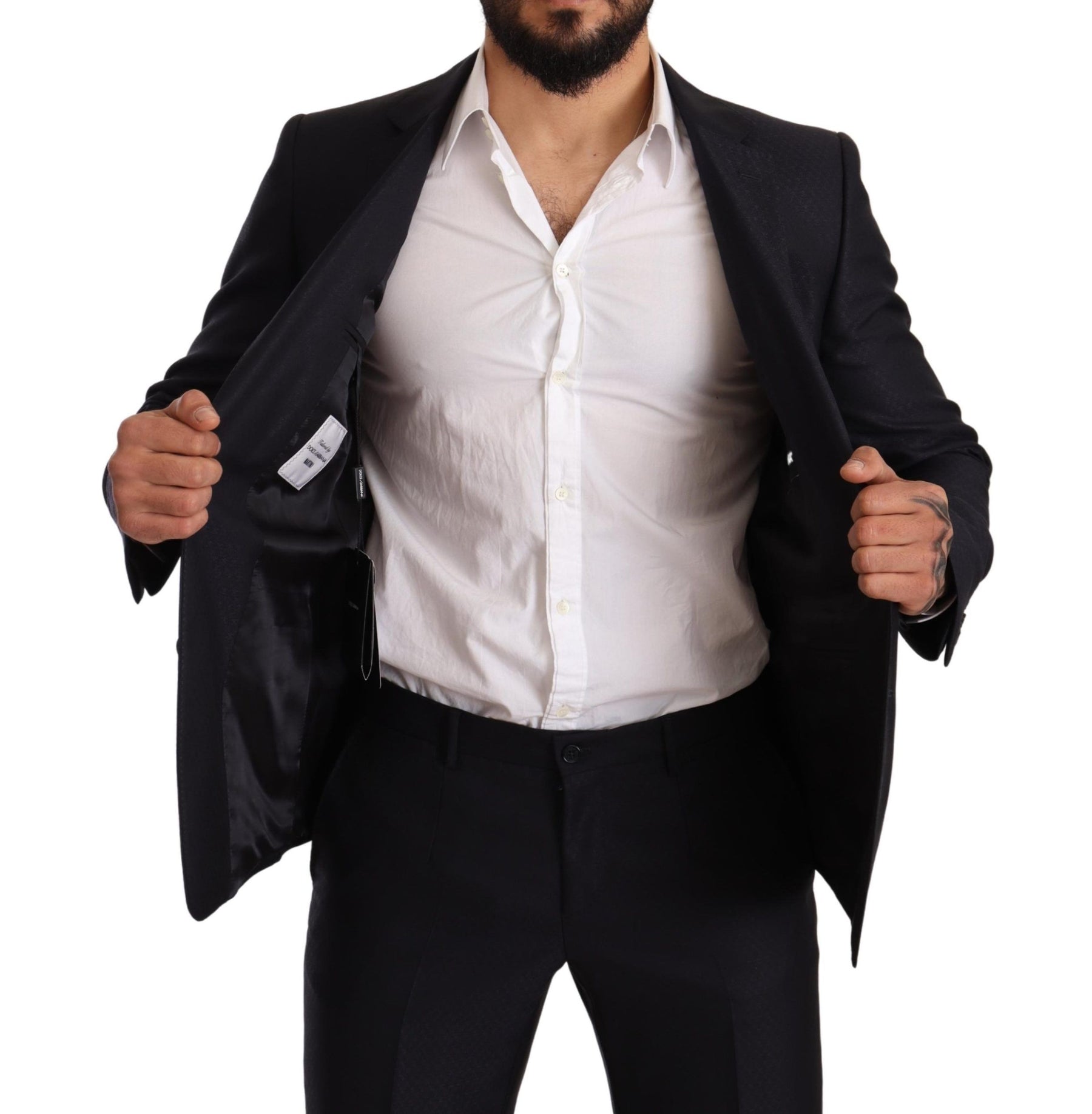 Dolce & Gabbana Blue Pattern MARTINI SLIM FIT 2 Piece Suit | Regal Royce