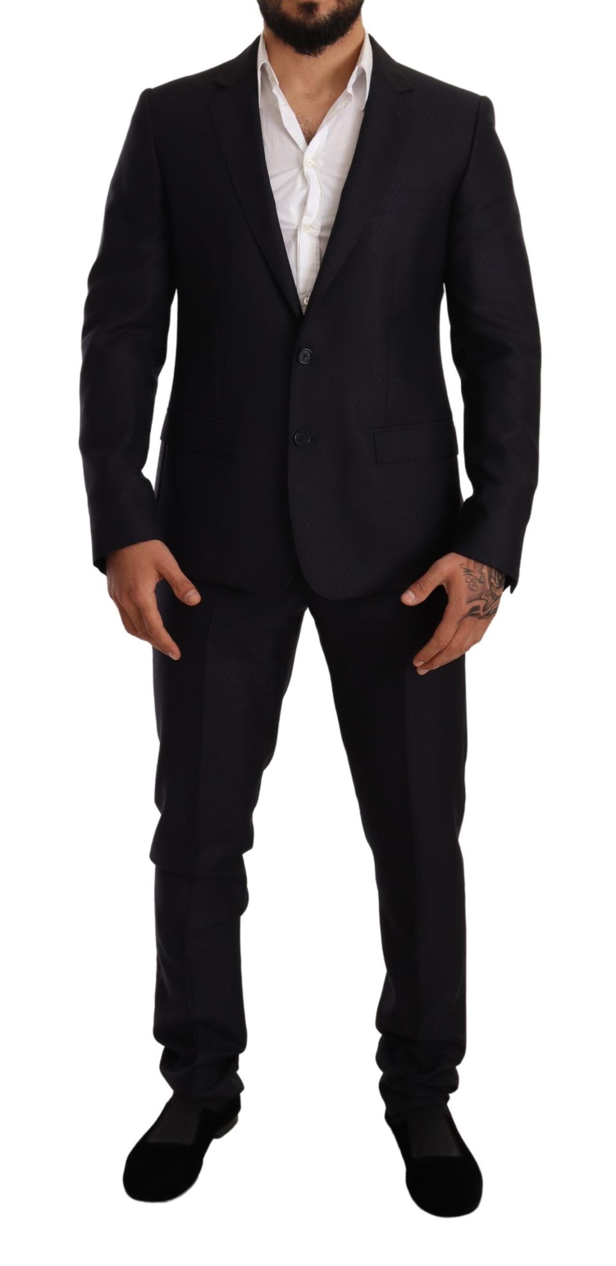 Dolce & Gabbana Blue Pattern MARTINI SLIM FIT 2 Piece Suit | Regal Royce