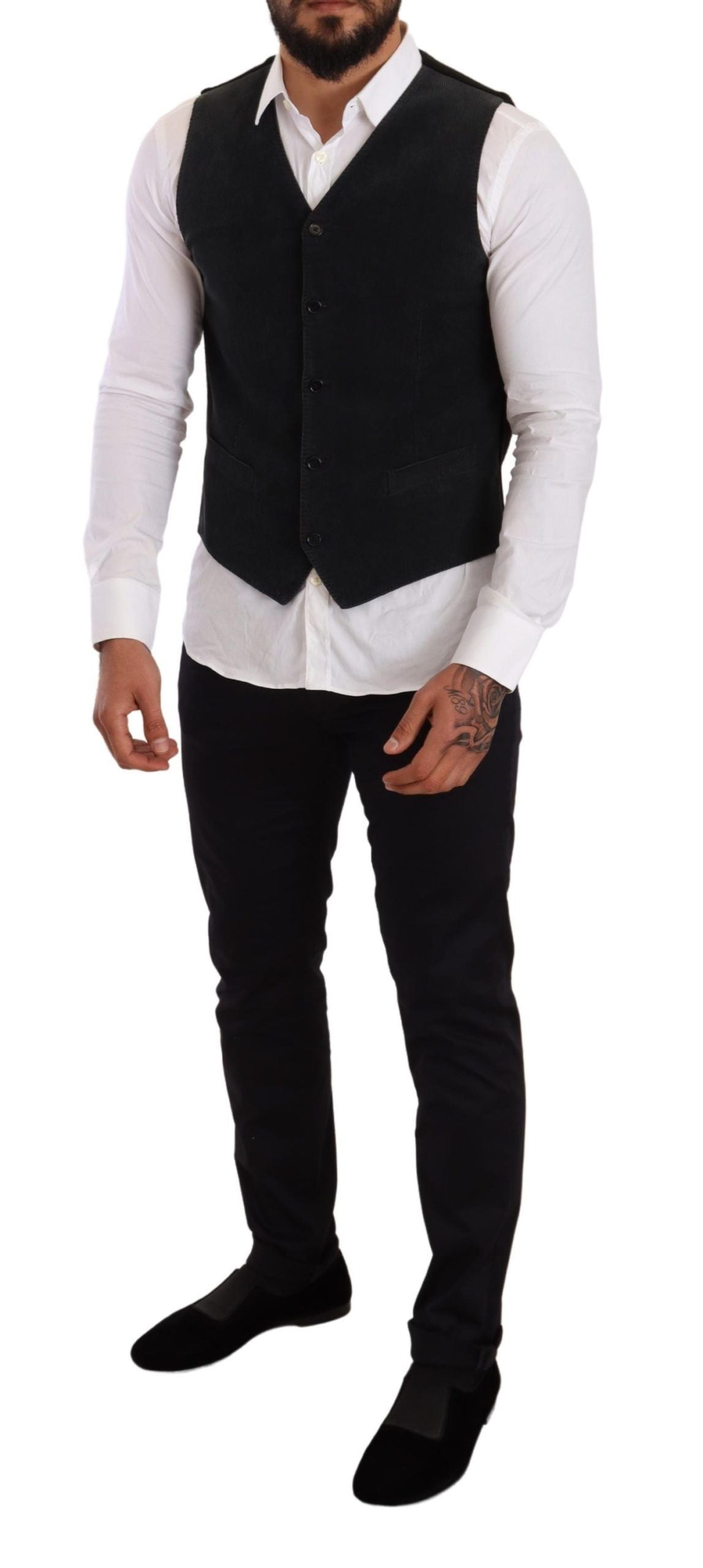 Dolce & Gabbana Black Cotton Single Breasted Waistcoat | Regal Royce