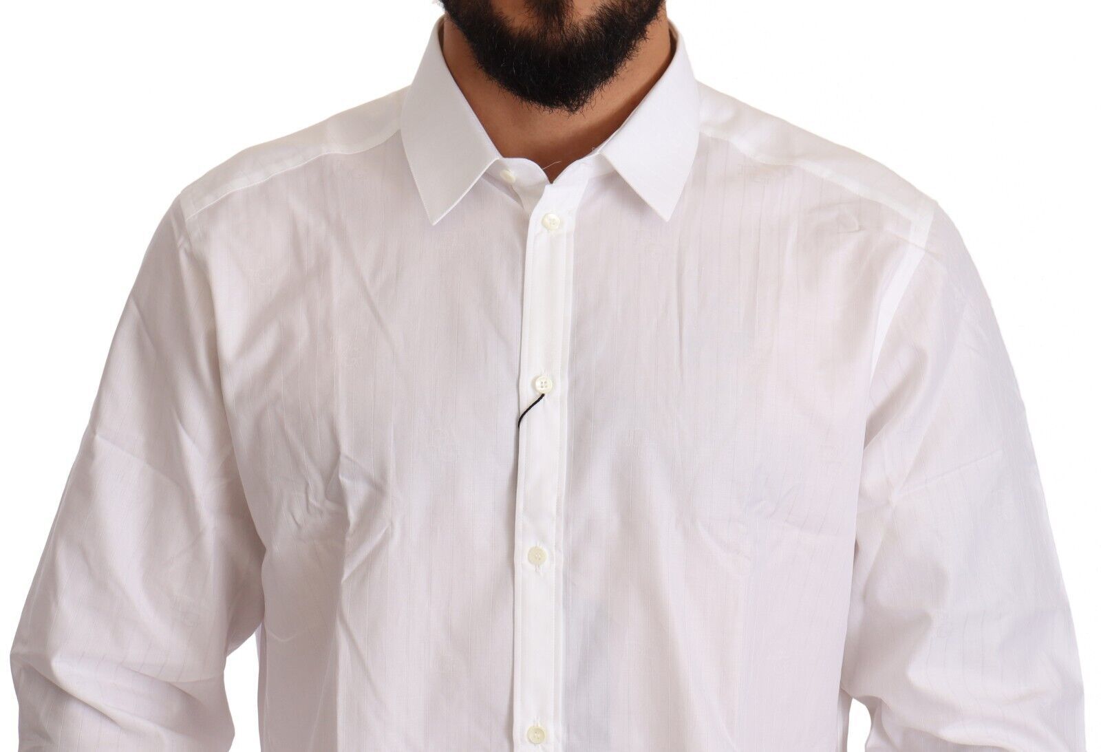Dolce & Gabbana White Cotton Slim Fit Men MARTINI Shirt | Regal Royce