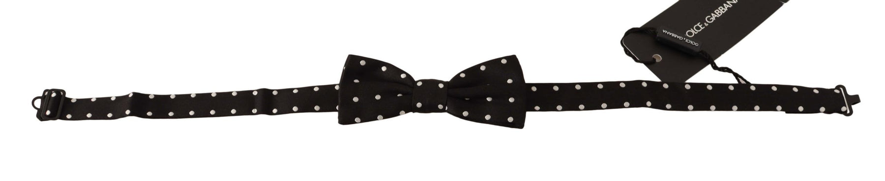 Dolce & Gabbana Black White Polka Dot Silk Adjustable Neck Papillon Bow Tie | Regal Royce