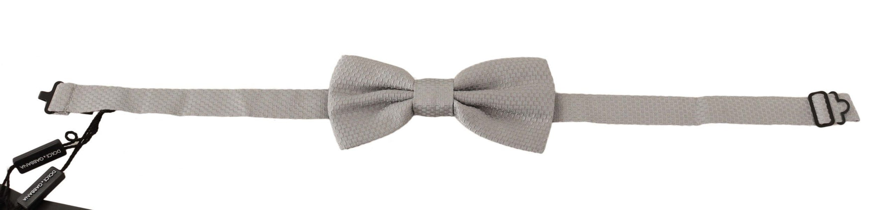 Dolce & Gabbana Silver Gray 100% Silk Adjustable Neck Papillon Bow Tie | Regal Royce