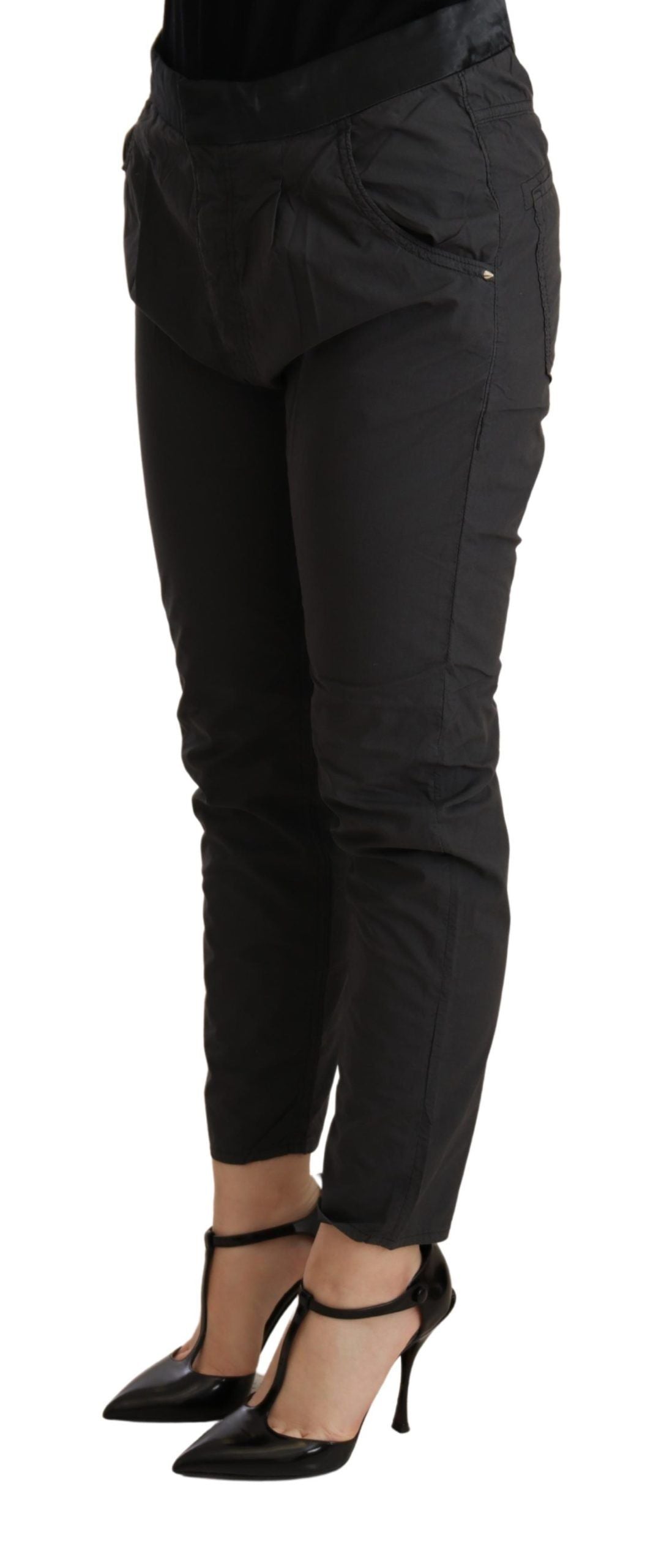 CYCLE Gray Mid Waist Slim Fit Skinny Cotton Trouser | Regal Royce