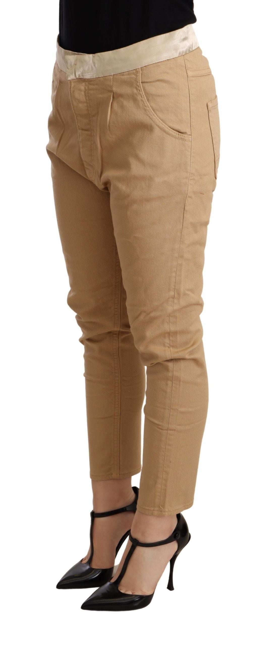 CYCLE Beige Mid Waist Slim Fit Skinny Stretch Trouser | Regal Royce