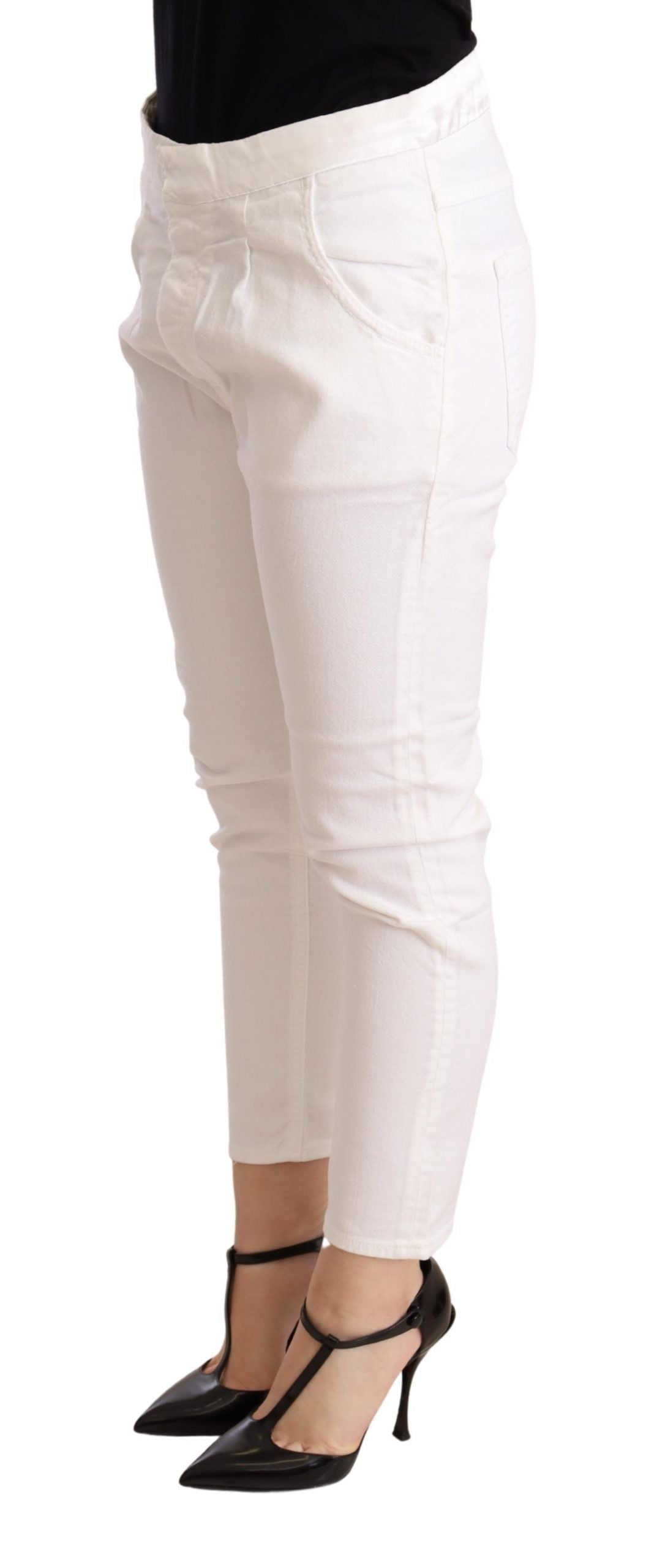 CYCLE White Mid Waist Slim Fit Skinny Cotton Stretch Trouser | Regal Royce