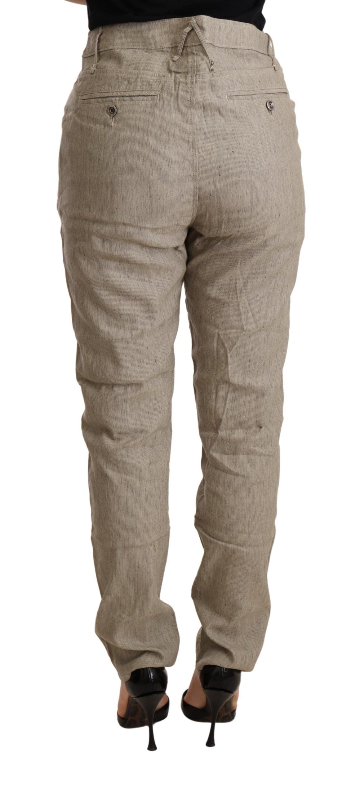CYCLE Beige Mid Waist Casual Baggy Stretch Trouser | Regal Royce