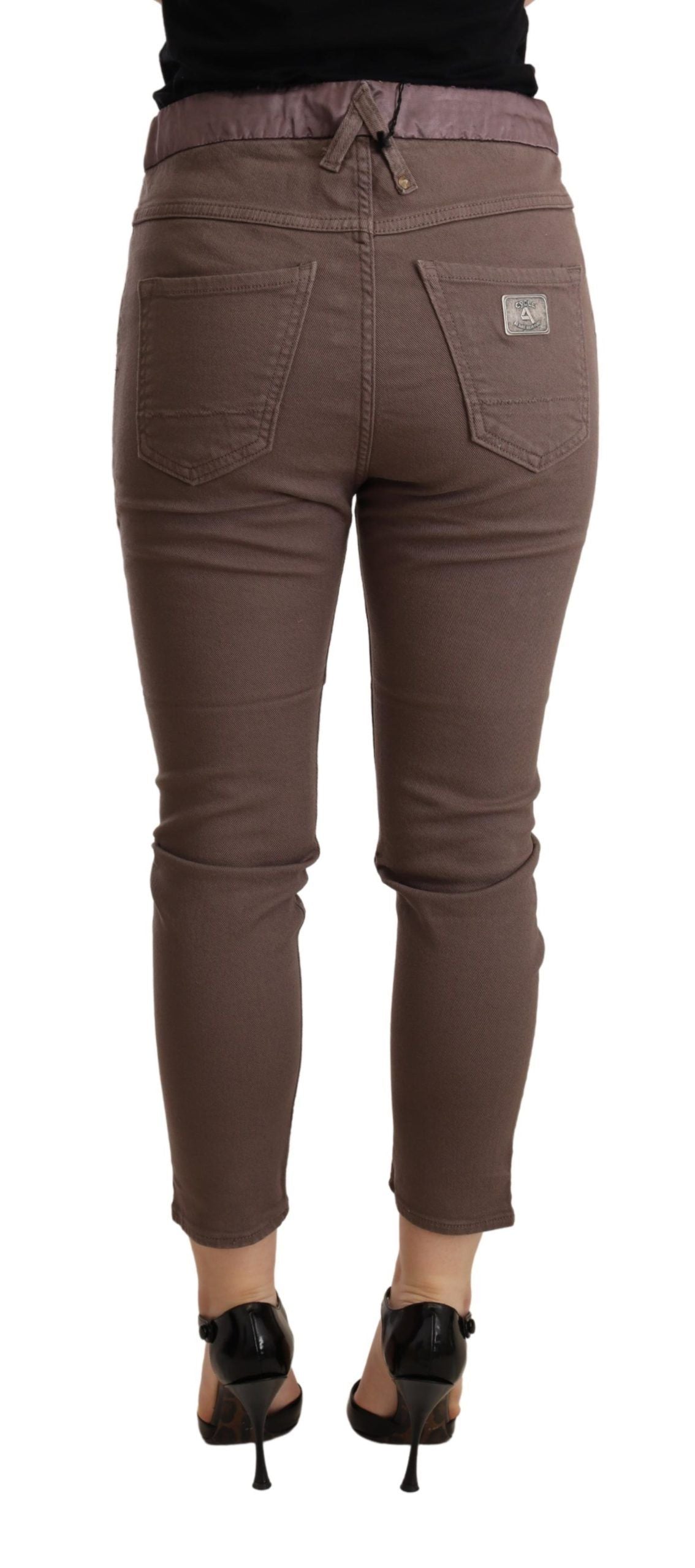 CYCLE Brown Mid Waist Cropped Skinny Stretch Trouser | Regal Royce