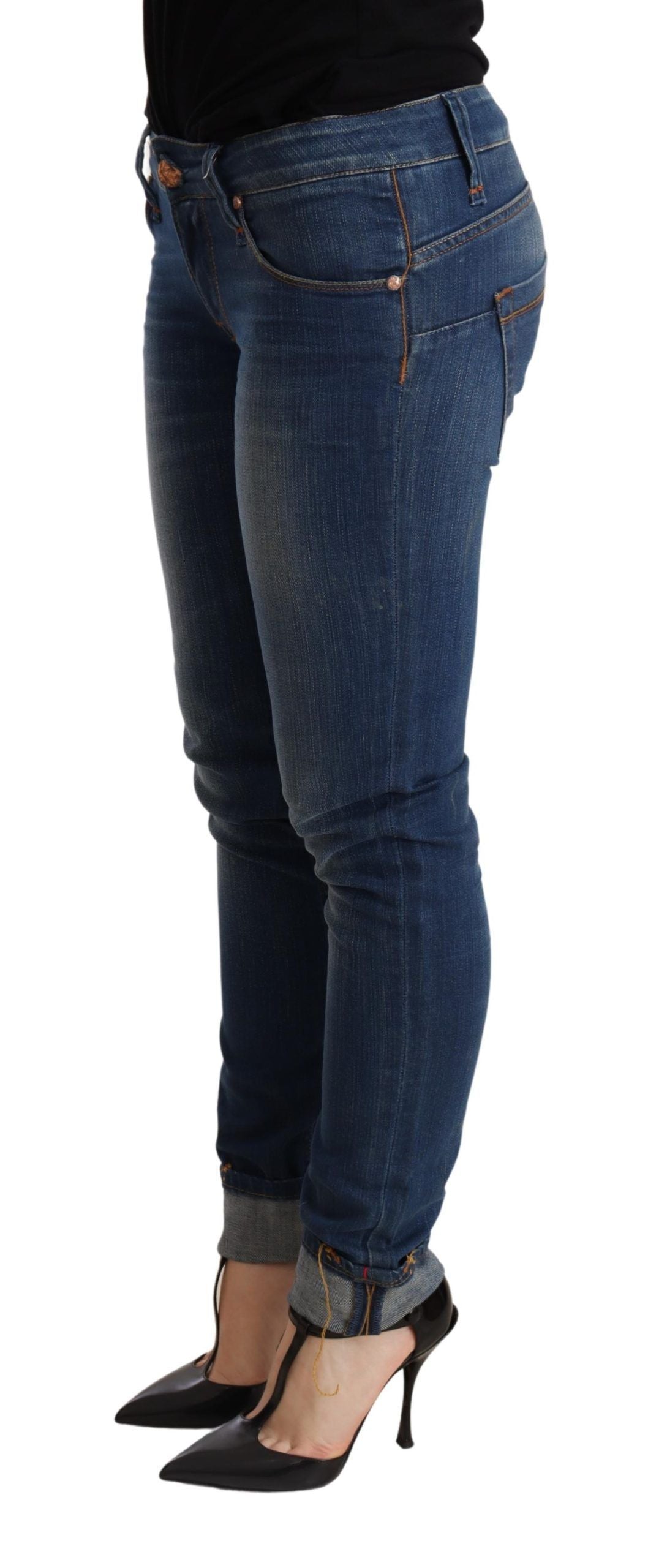 Acht Blue Washed Low Waist Skinny Denim Jeans Pant | Regal Royce