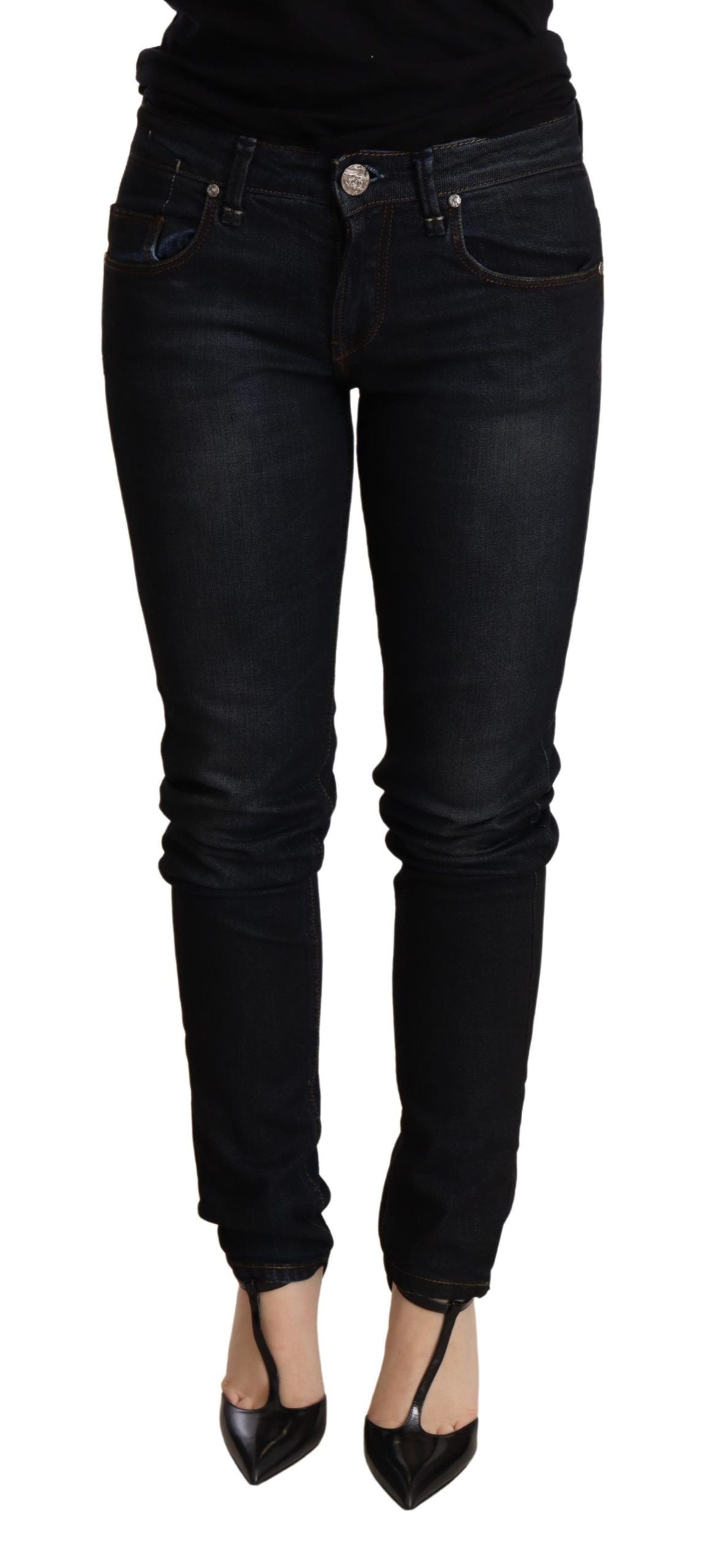 Acht Blue Washed Low Waist Skinny Denim Trouser | Regal Royce