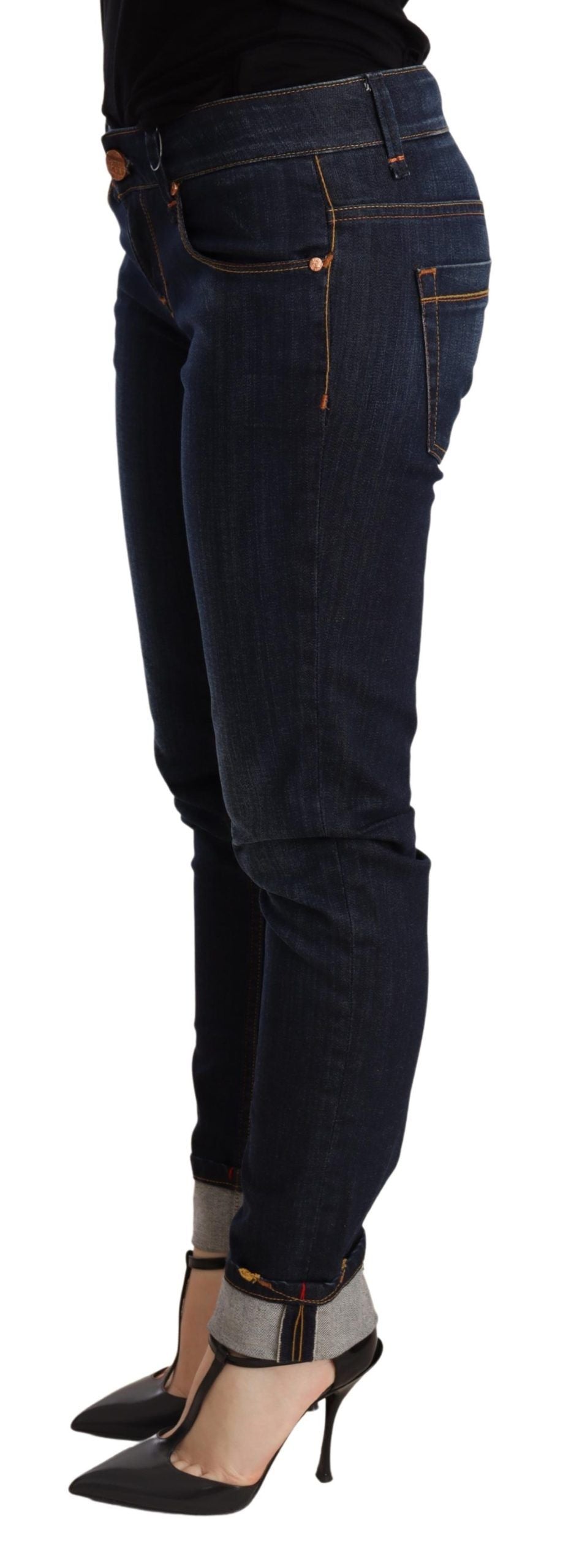 Acht Blue Washed Low Waist Skinny Denim Trouser | Regal Royce