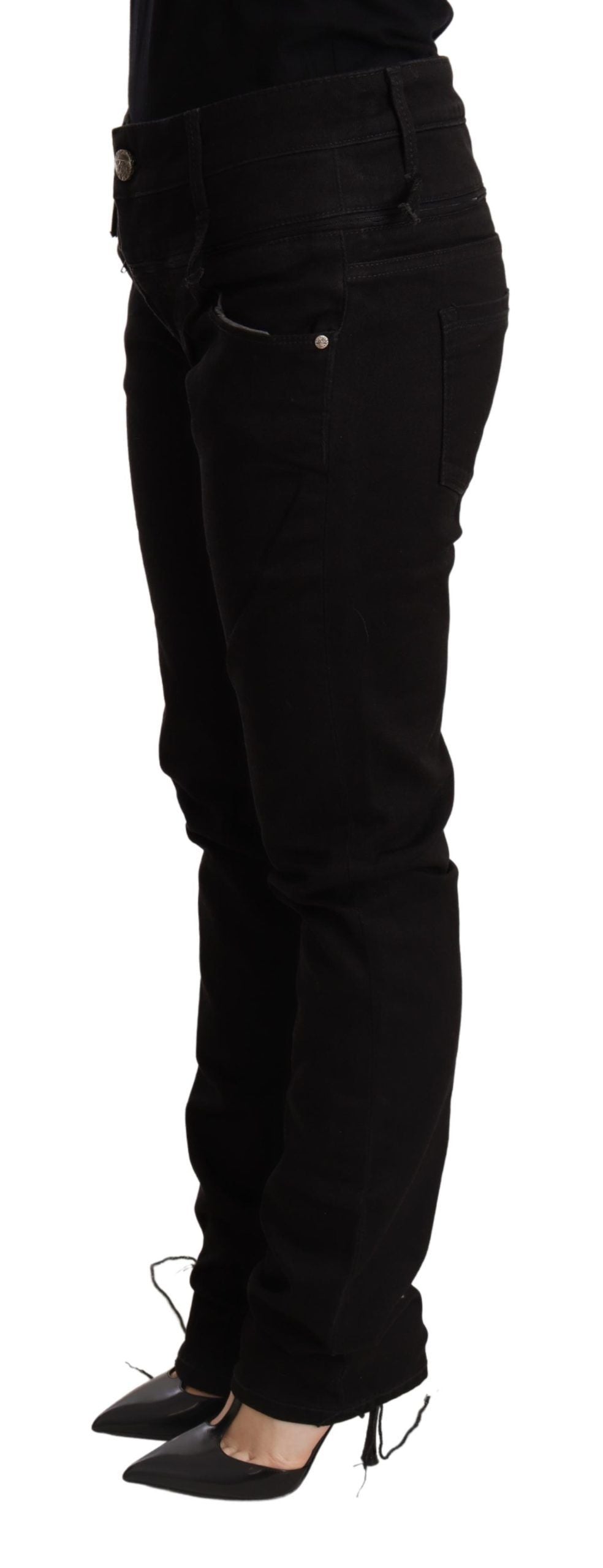 Acht Black Low Waist Skinny Denim Jeans Trouser | Regal Royce