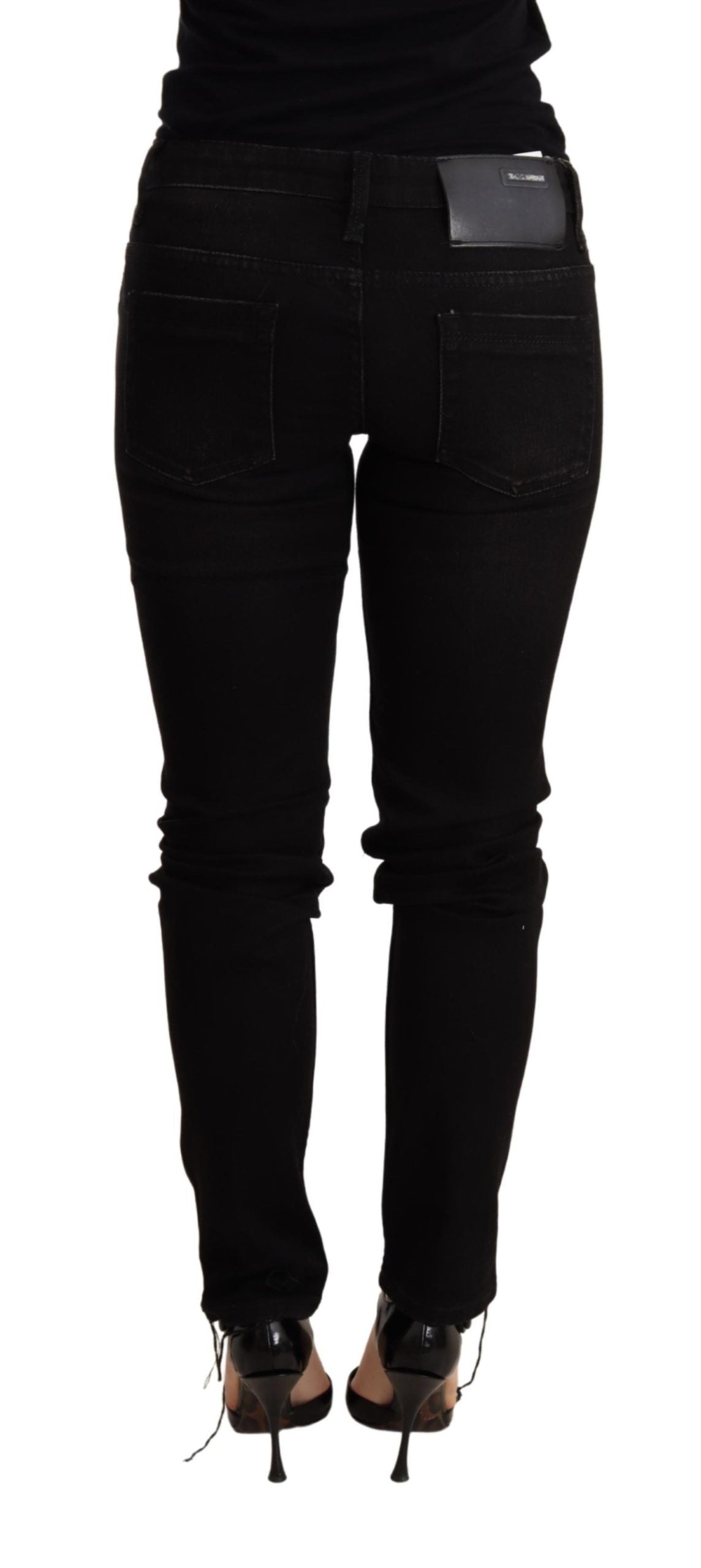 Acht Black Low Waist Skinny Denim Trouser | Regal Royce