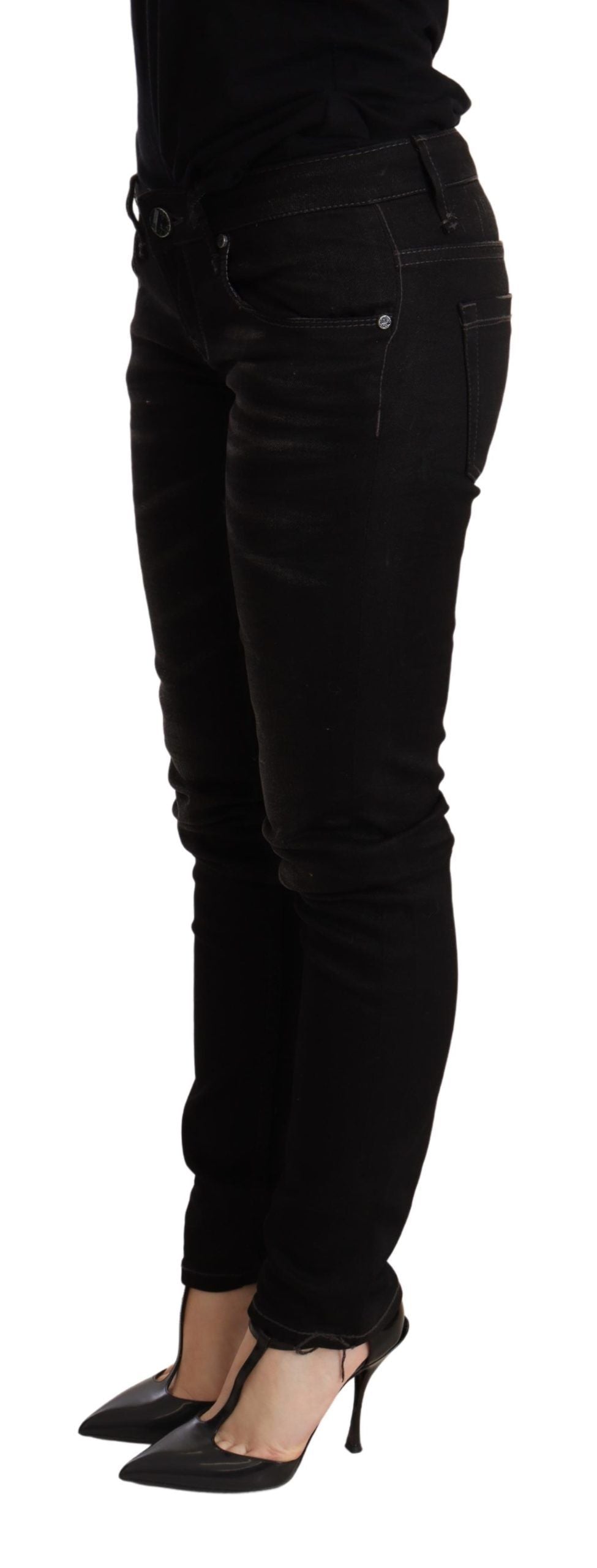 Acht Black Low Waist Skinny Denim Trouser | Regal Royce